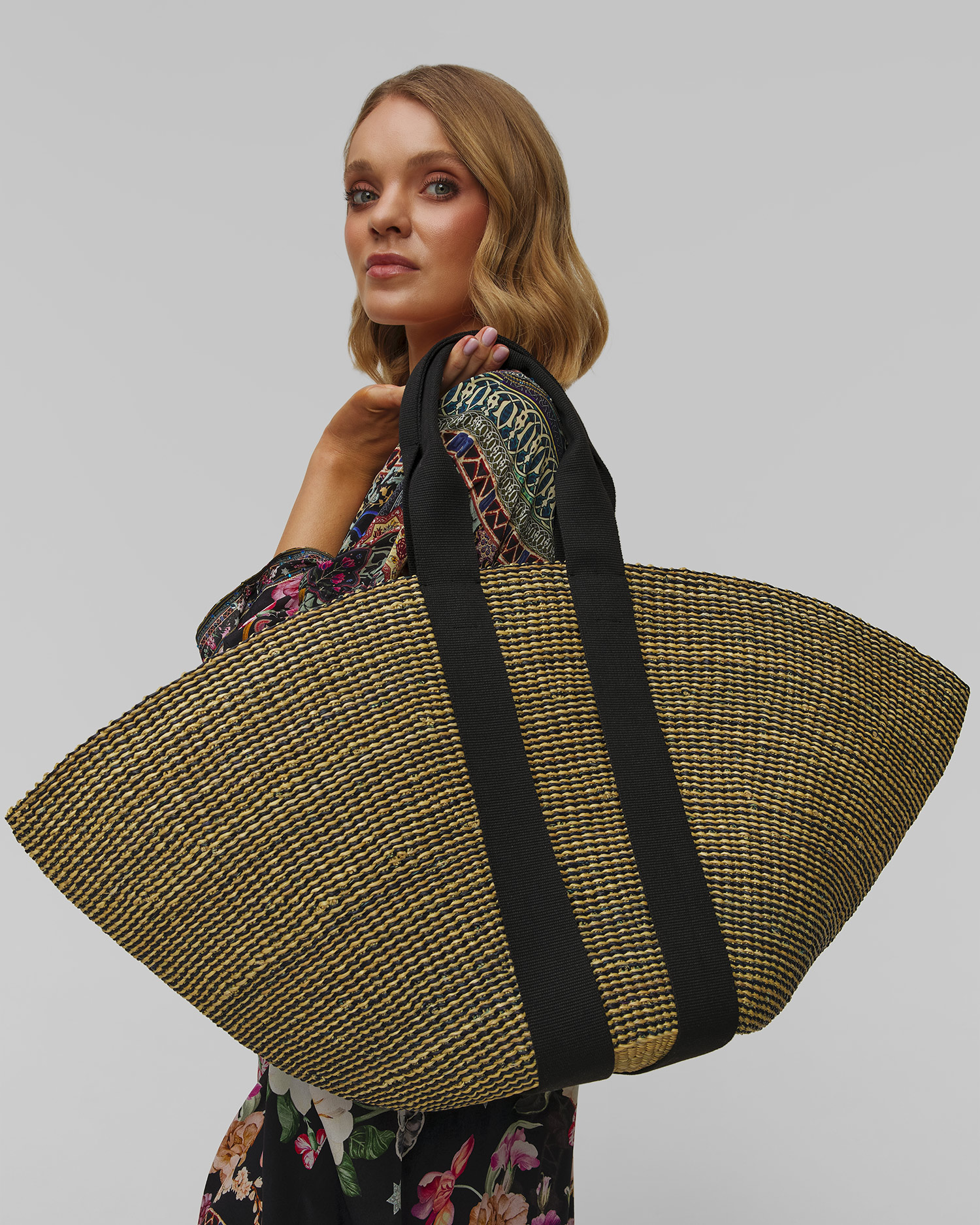 Women's hand-woven basket Muun Maxi Sophie Hstripe
