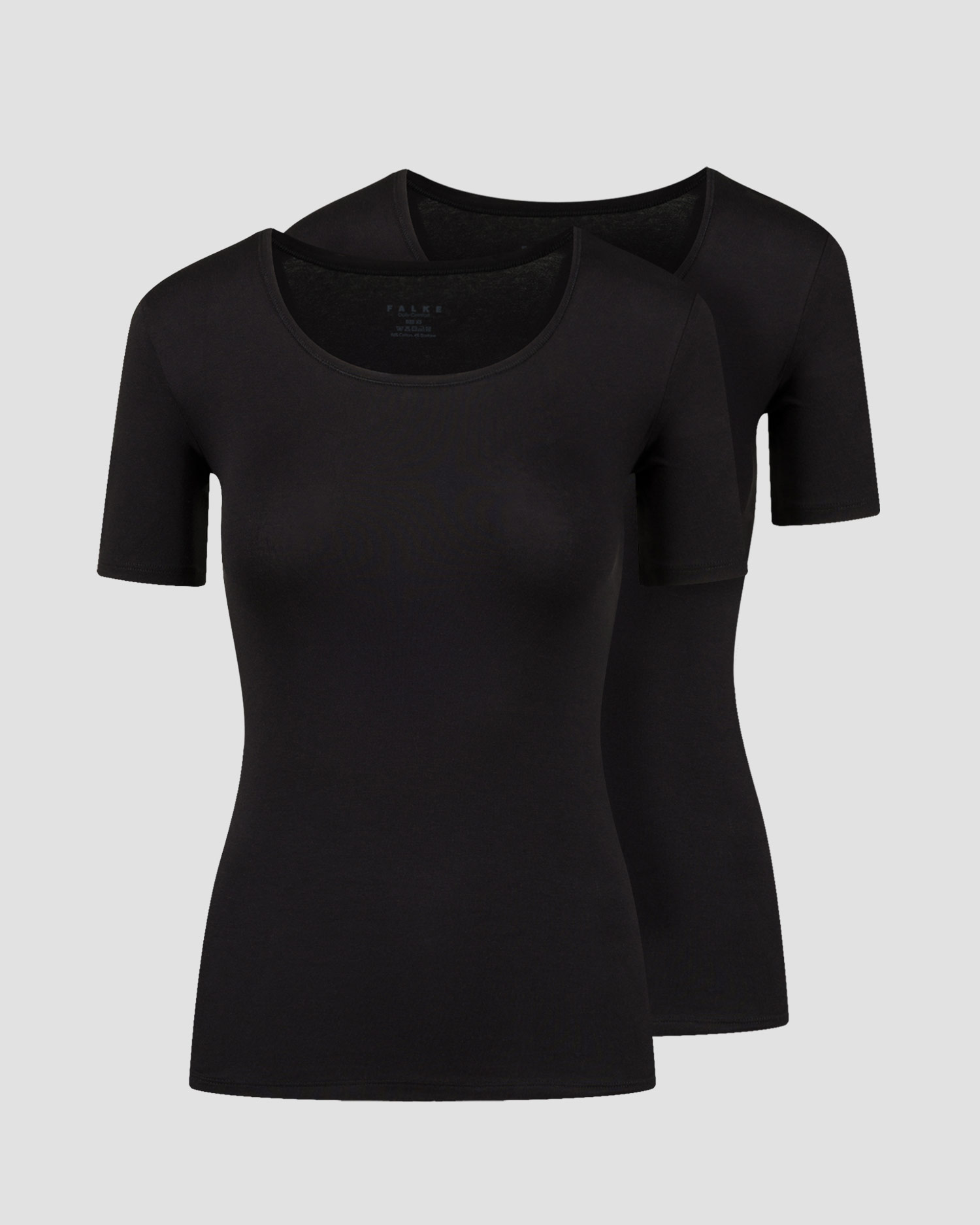 Women's Falke Uw T-Shirt Co/El 2-Pack, Color/Pattern: Czarny
