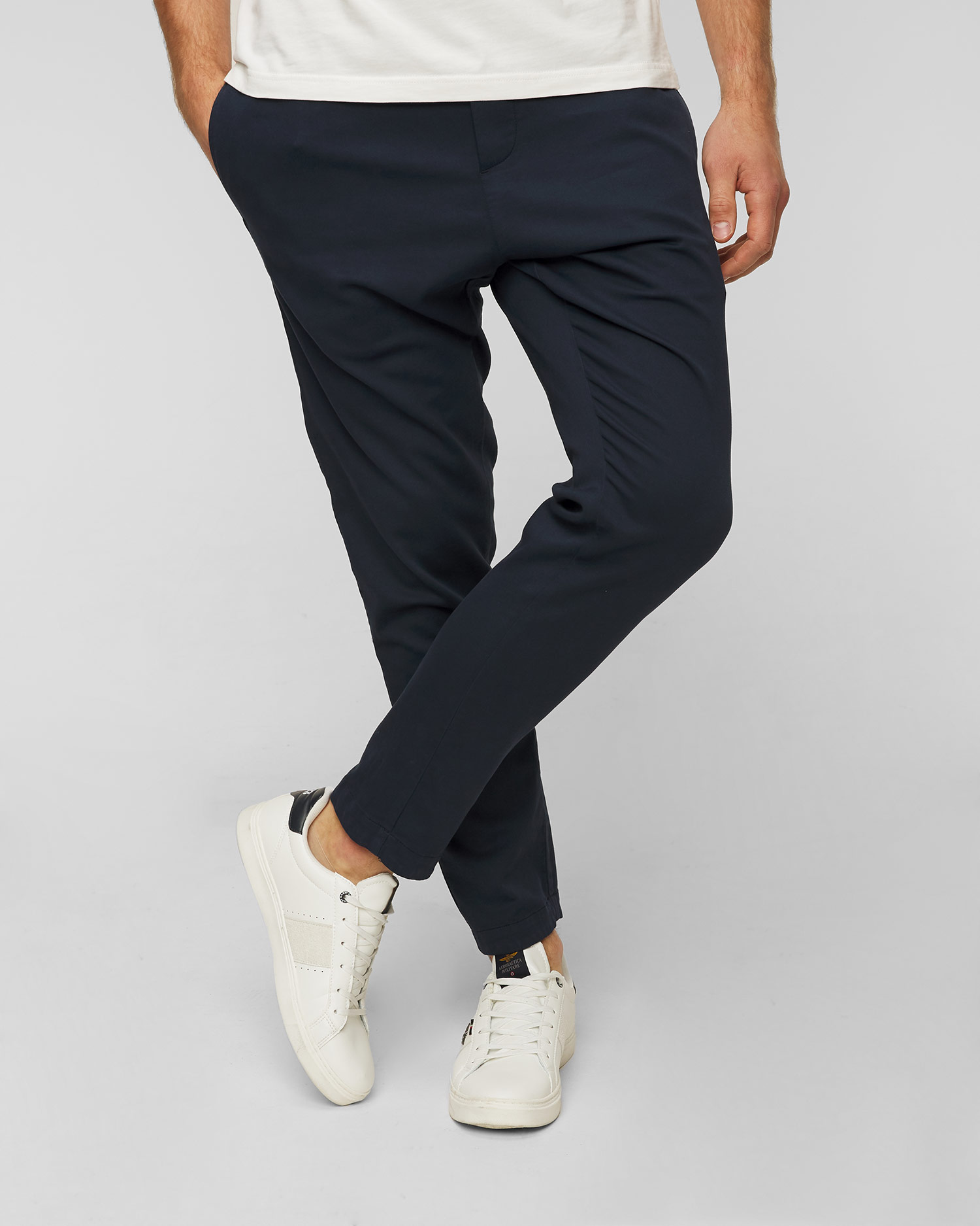 Granatowe spodnie wełniane męskie Dondup Pantalone Dom