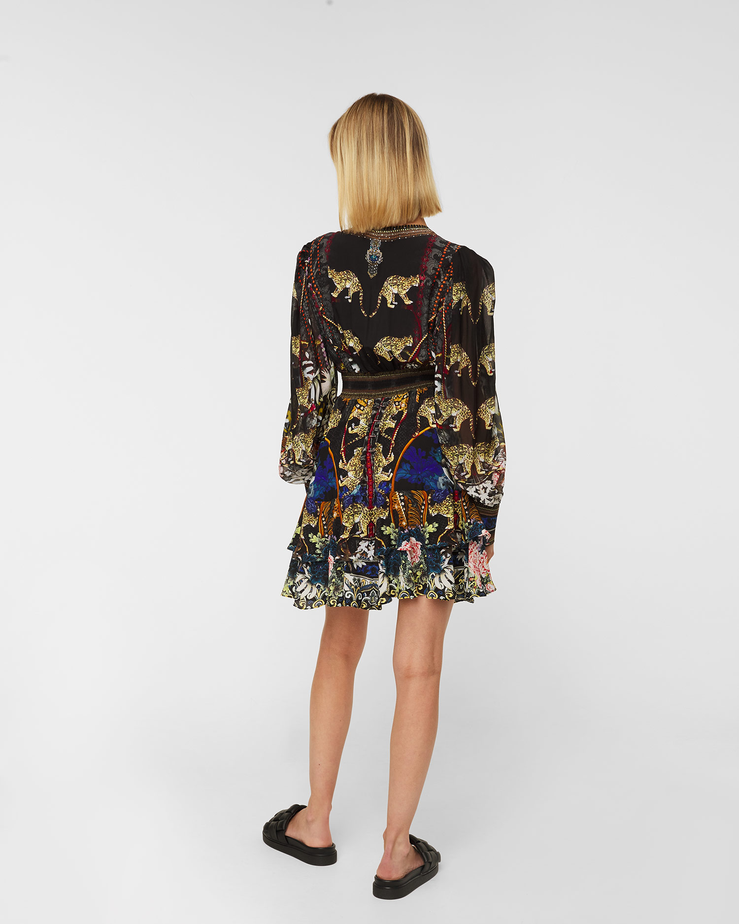 CAMILLA HOLLYWOOD HEIST BUTTON FRONT FRILL silk dress