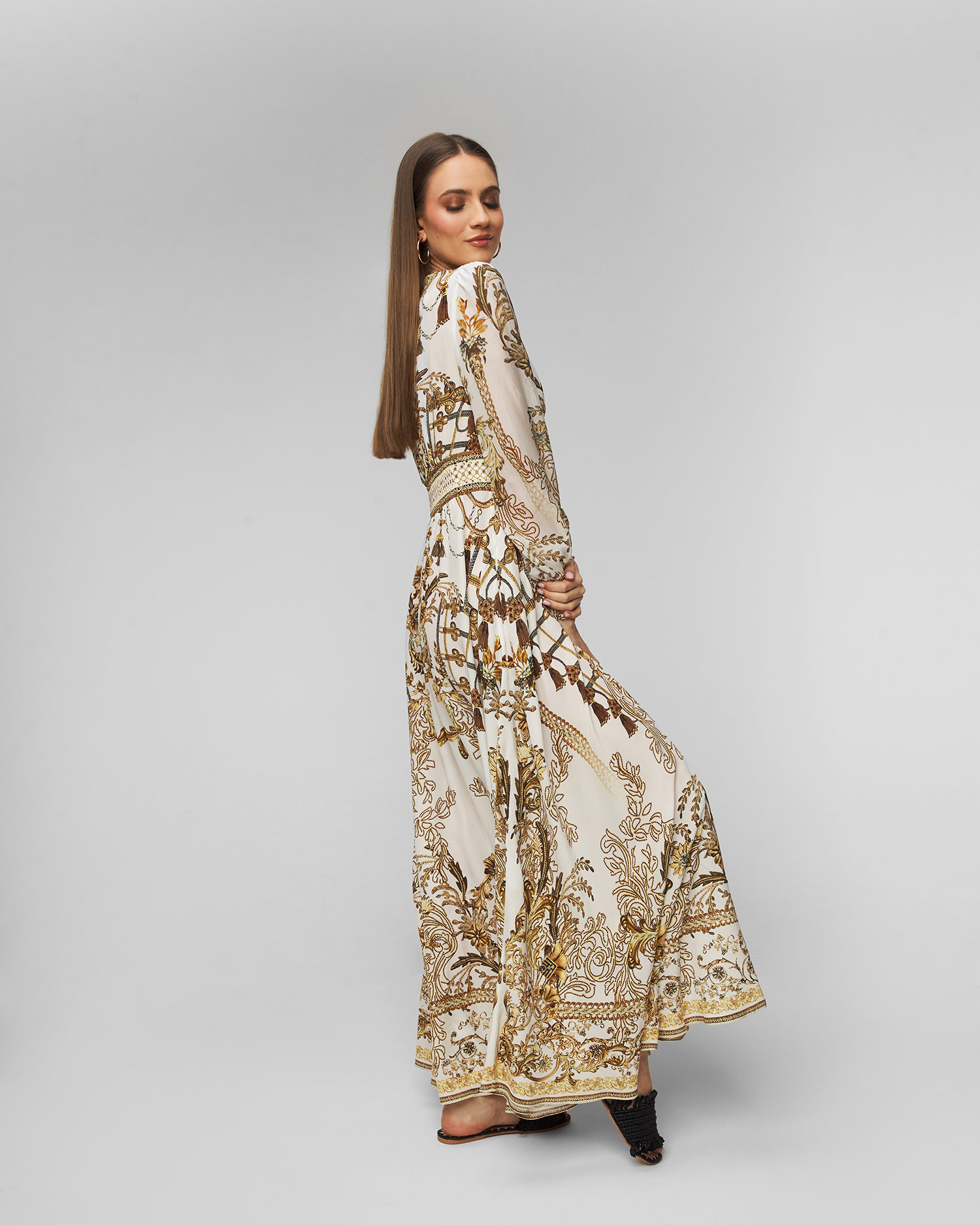 Silk dress Camilla Button Dress W/ Shaped Waistband