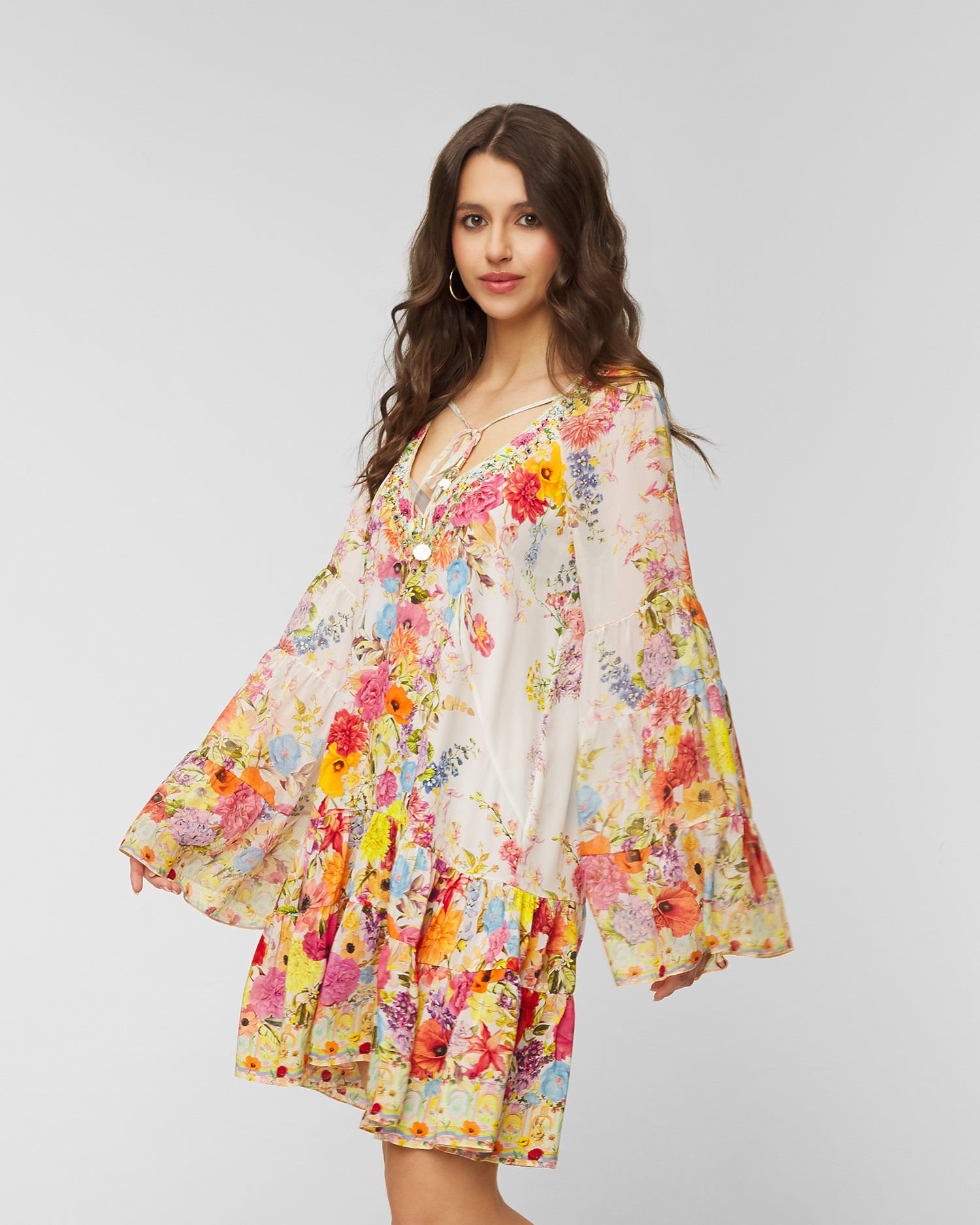 Abito in seta Camilla A-Line Gathered Panel Dress