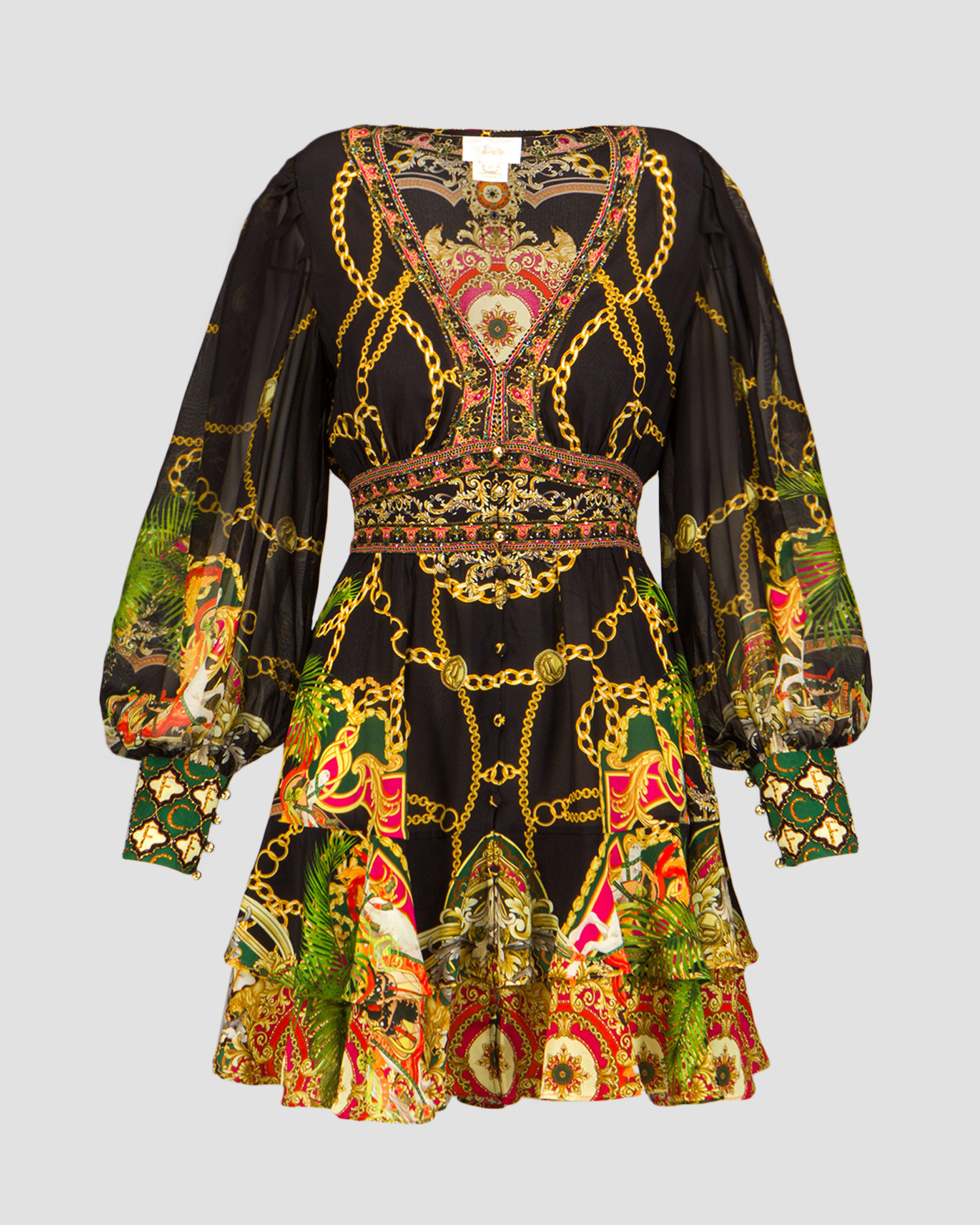 Silk dress Camilla Button Front Frill