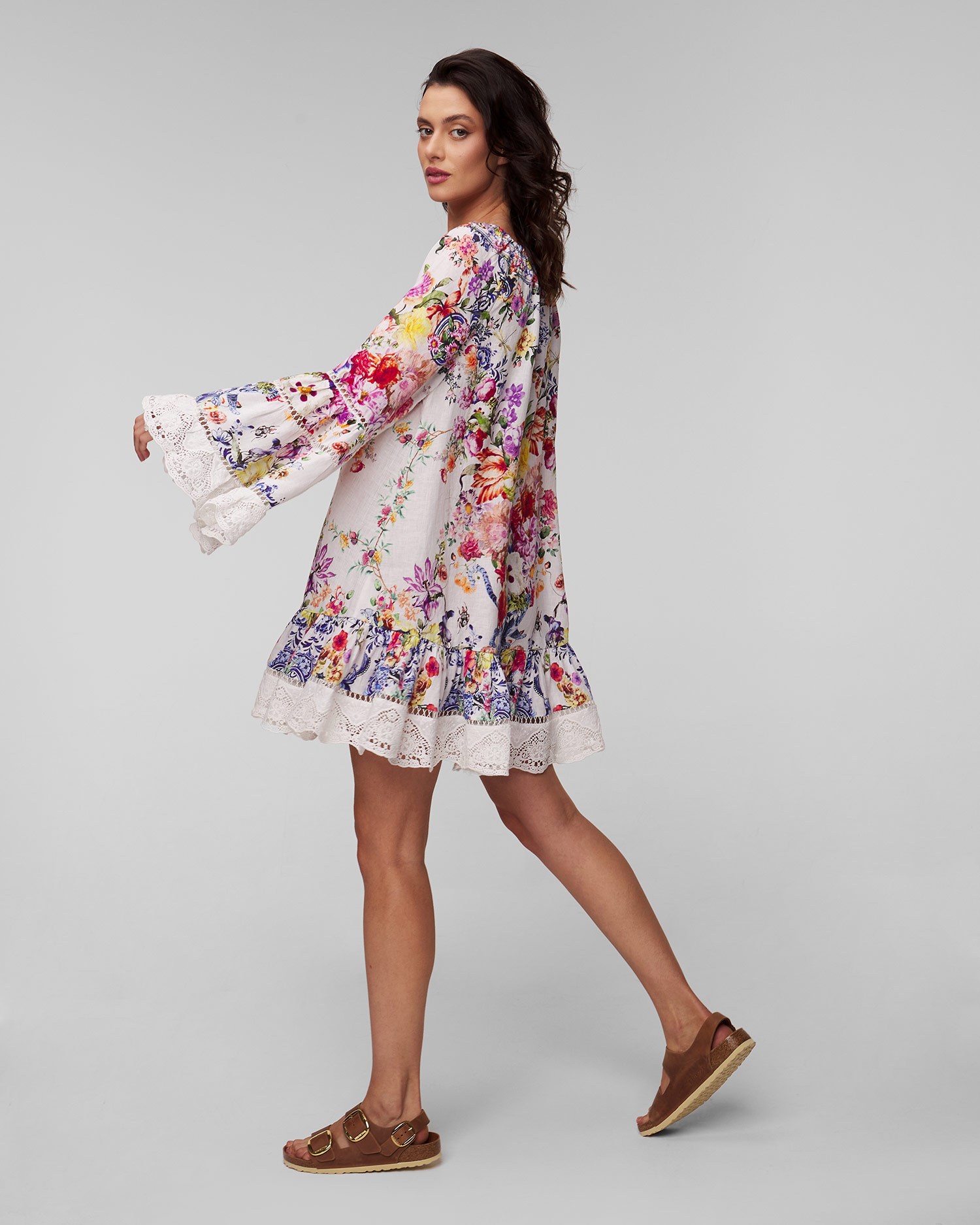 Camilla Dutch is Life Leinenkleid für Damen mit Blumenmuster