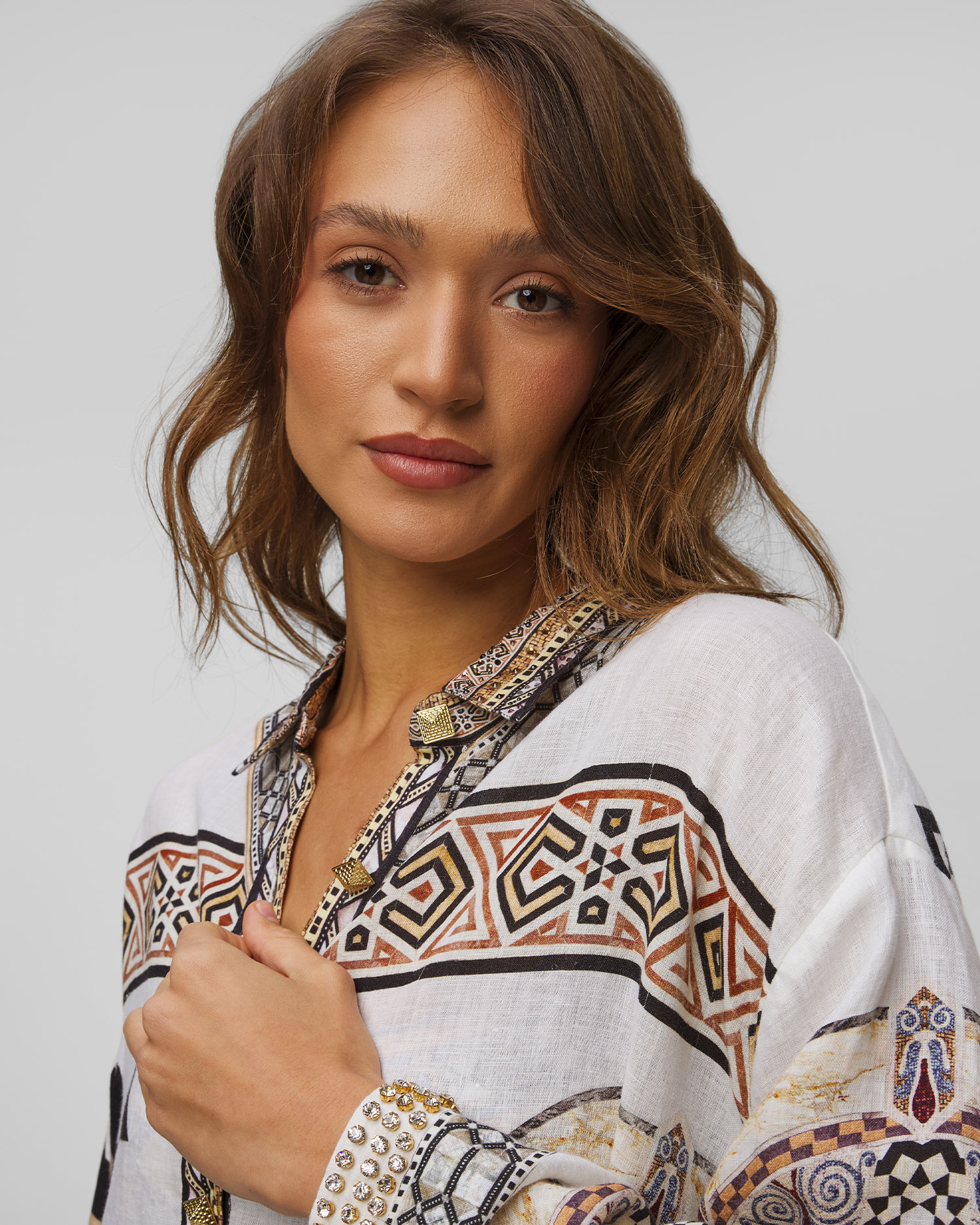 Rochie-cămașă din in pentru femei Camilla Tile Style