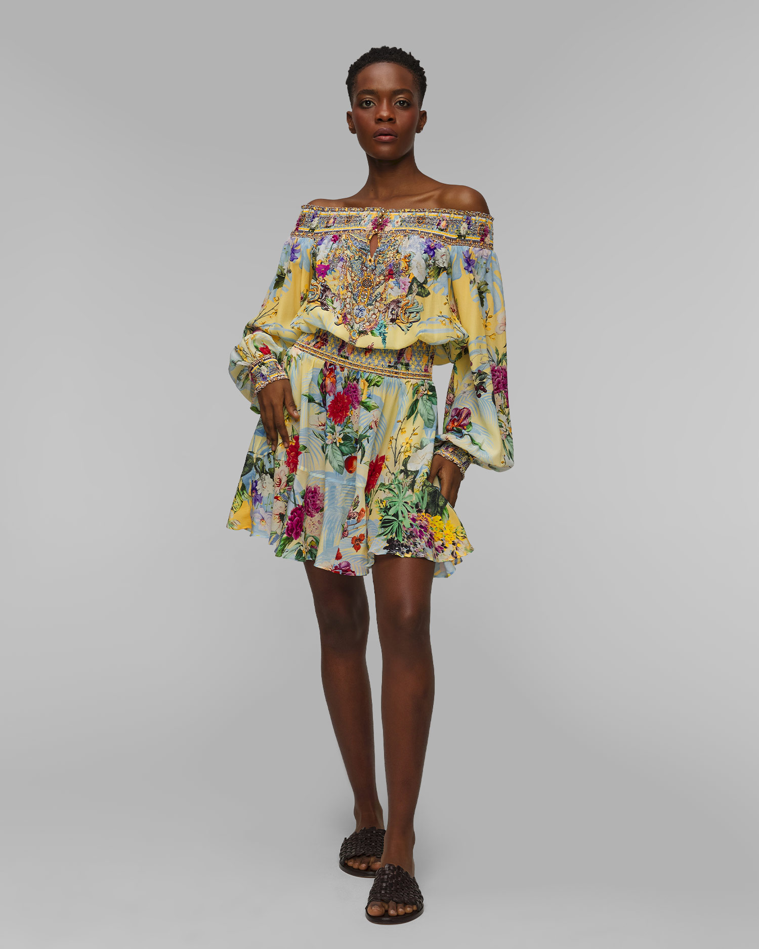 Dámske hodvábne šaty Camilla Off Shoulder Flor Fantastica