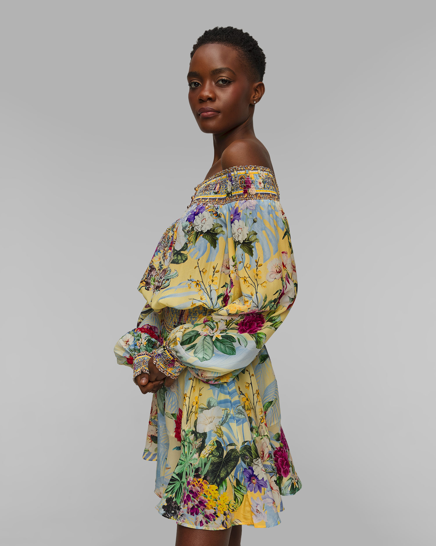 Dámske hodvábne šaty Camilla Off Shoulder Flor Fantastica