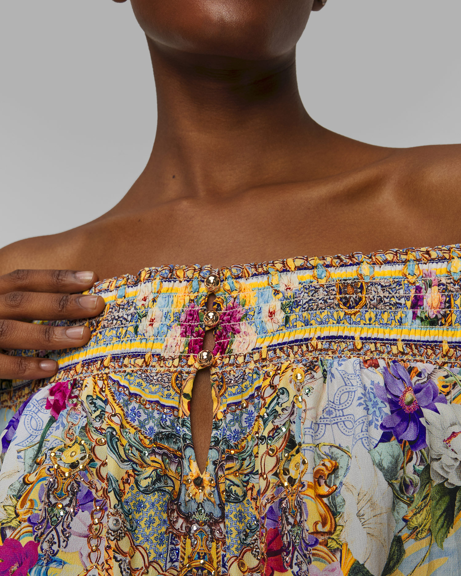 Dámske hodvábne šaty Camilla Off Shoulder Flor Fantastica