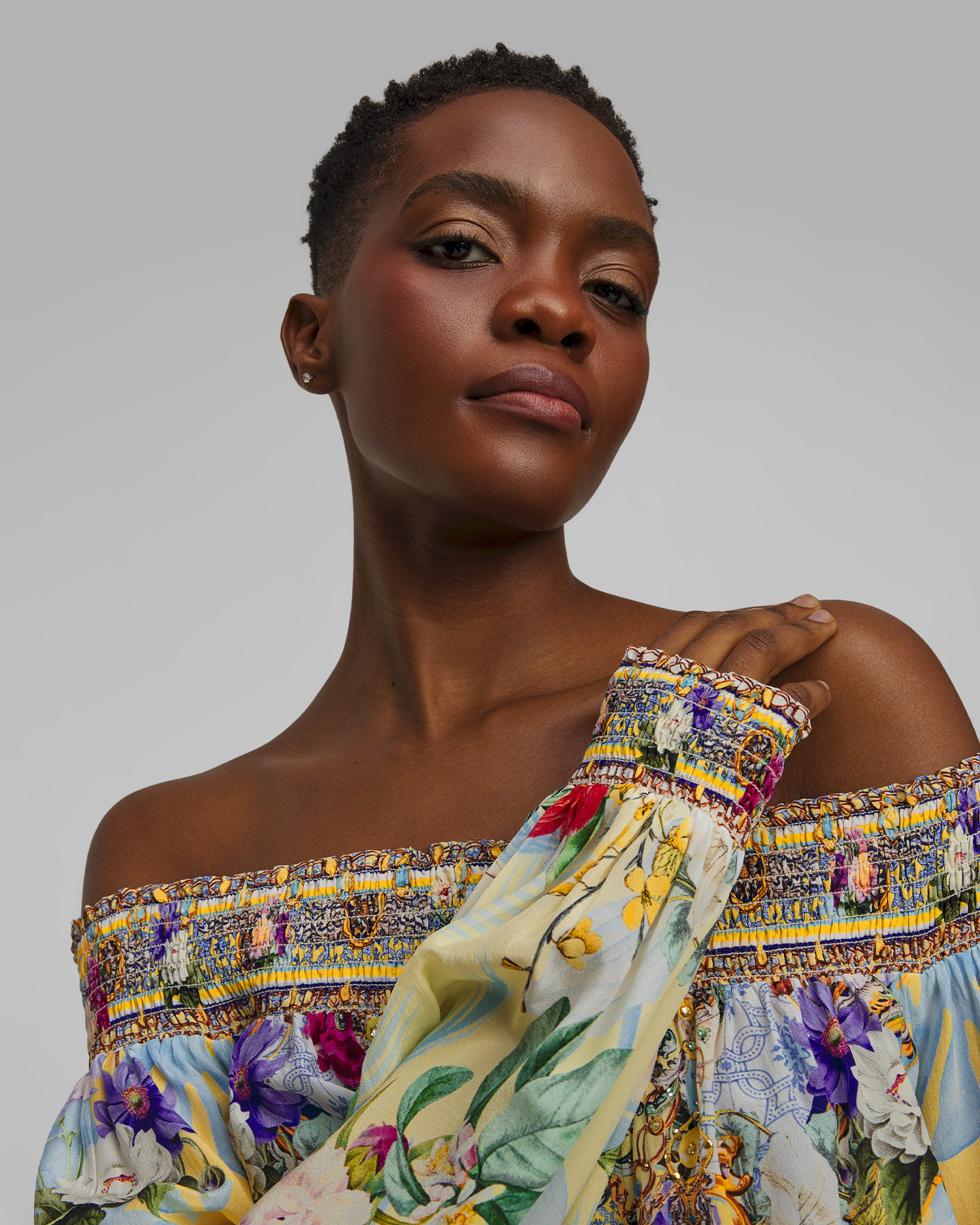 Dámske hodvábne šaty Camilla Off Shoulder Flor Fantastica