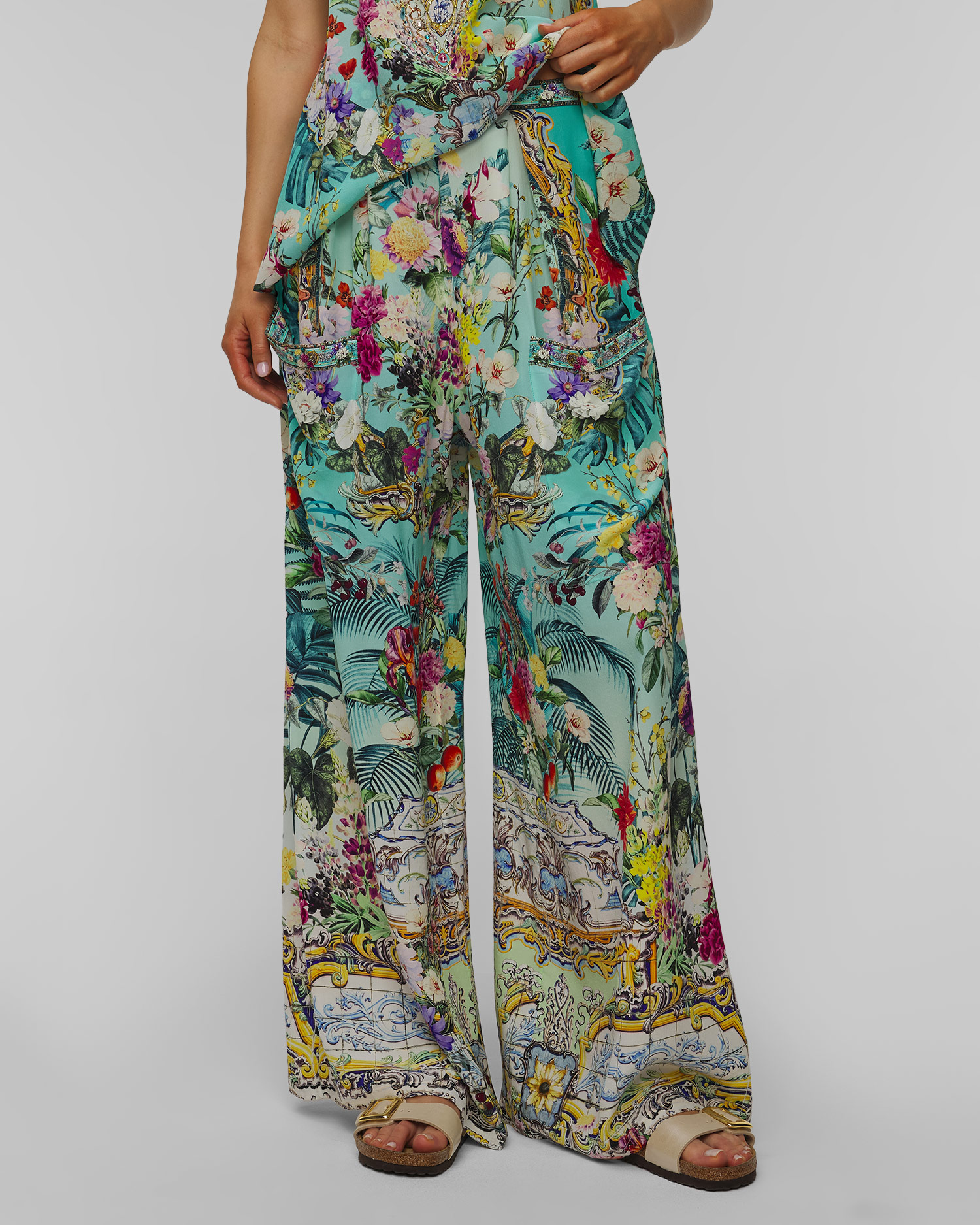 Dámske hodvábne nohavice Camilla Wide Leg