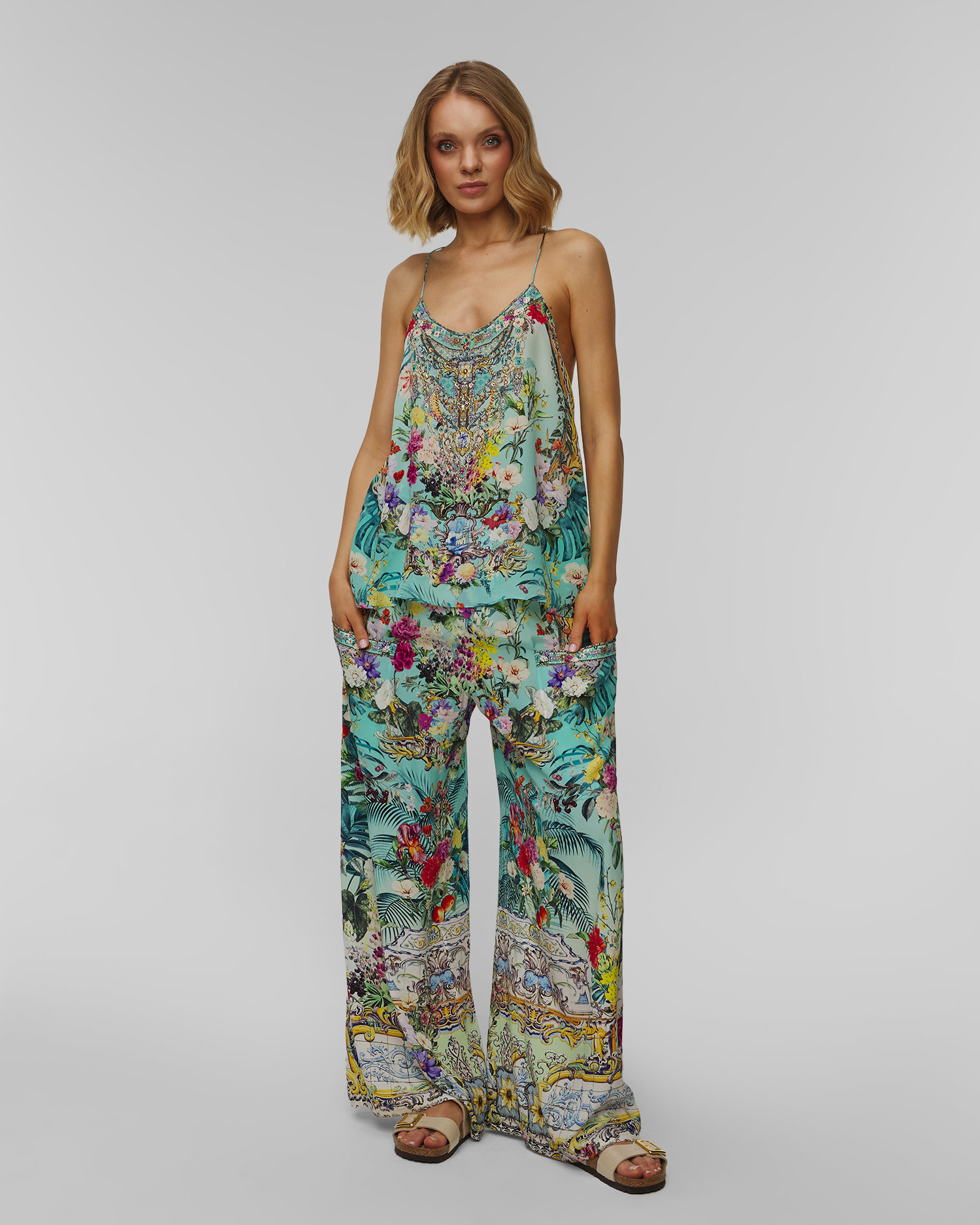 Dámske hodvábne nohavice Camilla Wide Leg