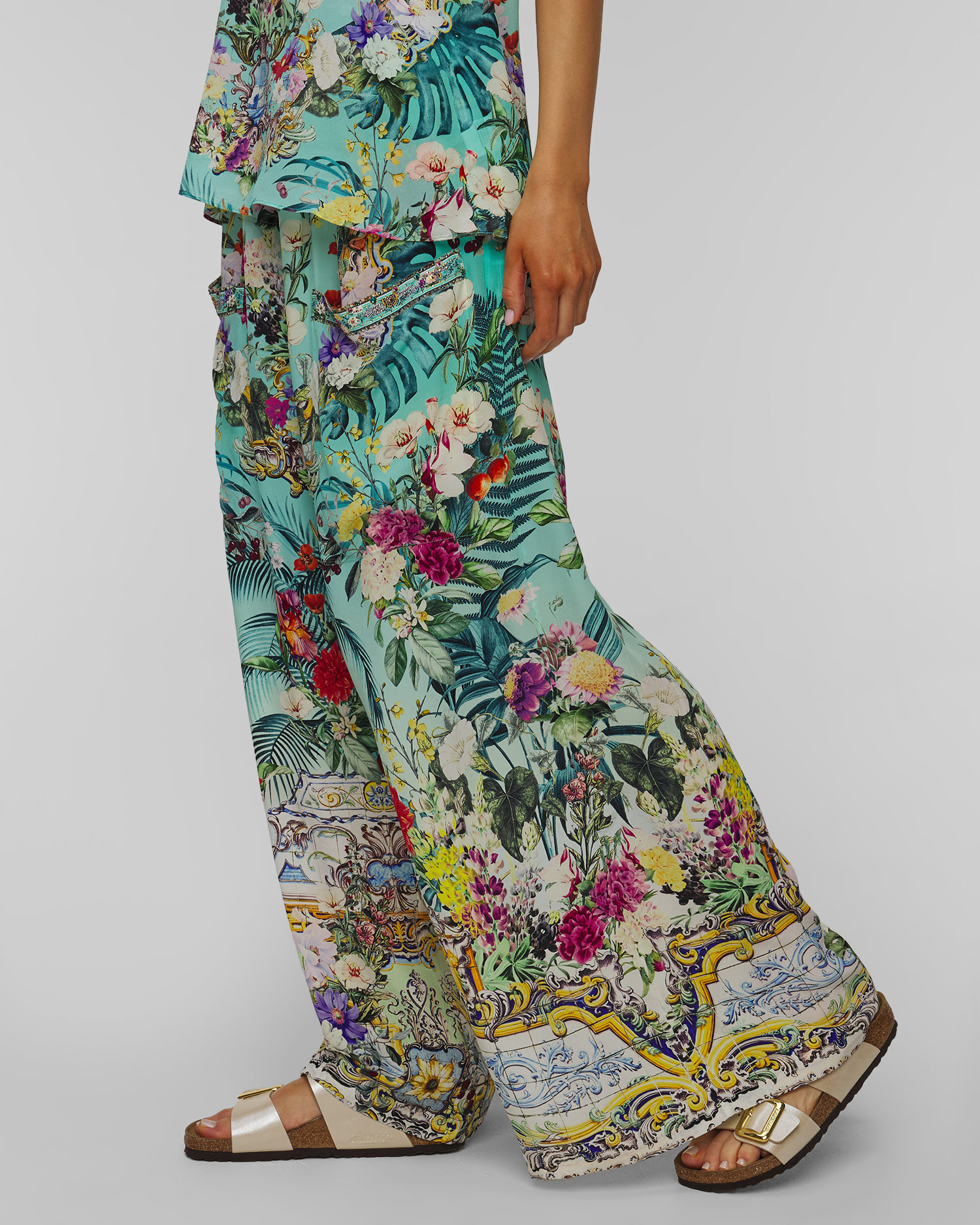 Dámske hodvábne nohavice Camilla Wide Leg