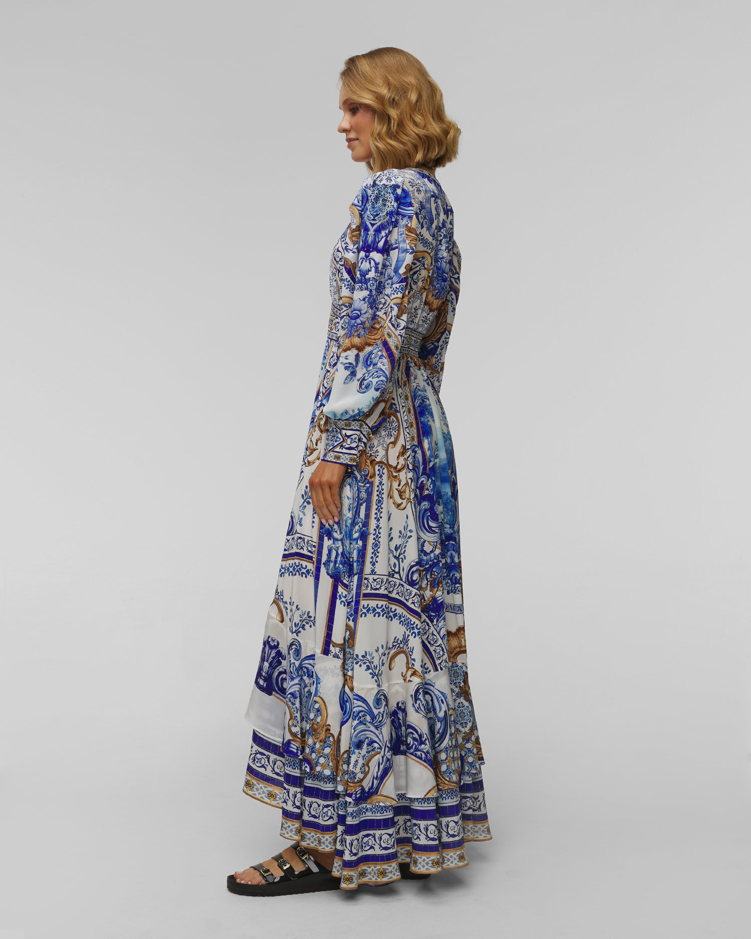 Dámske dlhé hodvábne šaty Camilla Long Button Front