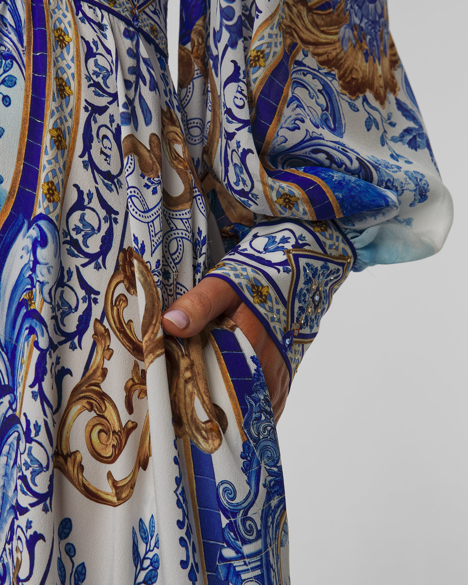 Dámske dlhé hodvábne šaty Camilla Long Button Front