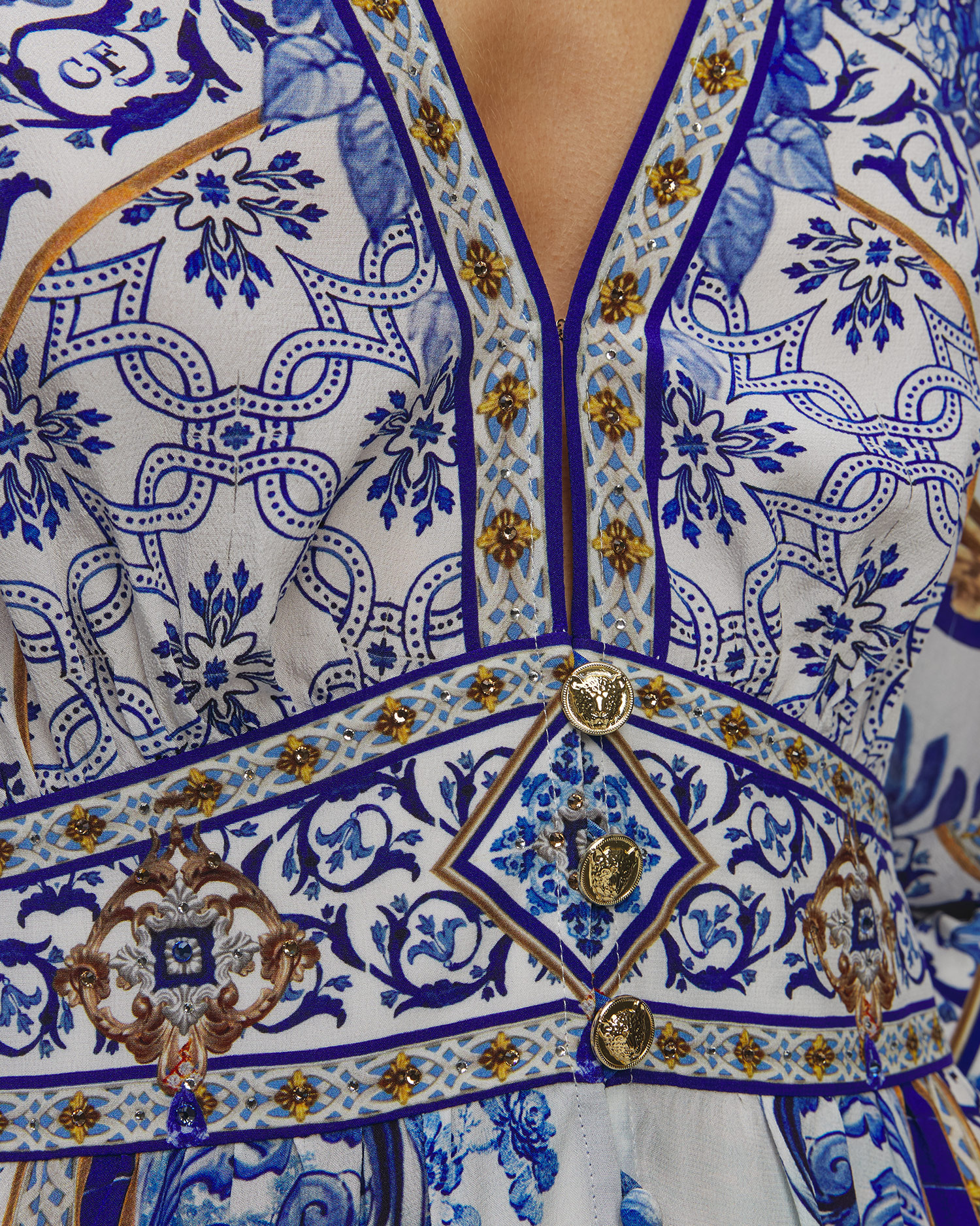 Dámske dlhé hodvábne šaty Camilla Long Button Front