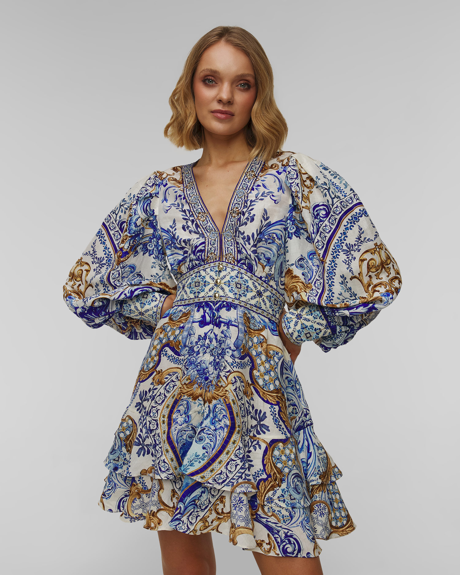 Robe en lin pour femmes Camilla Button Front Frill