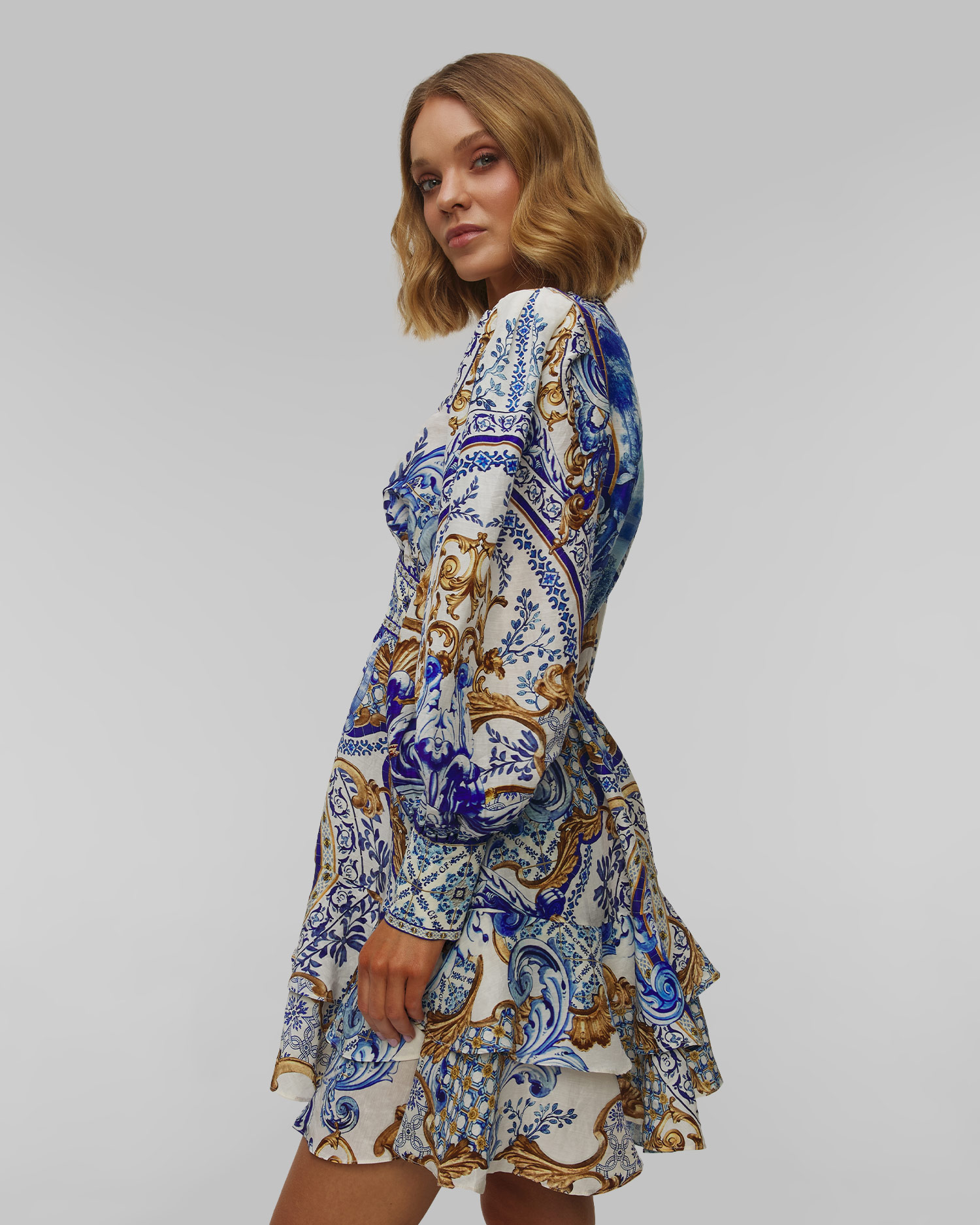 Robe en lin pour femmes Camilla Button Front Frill