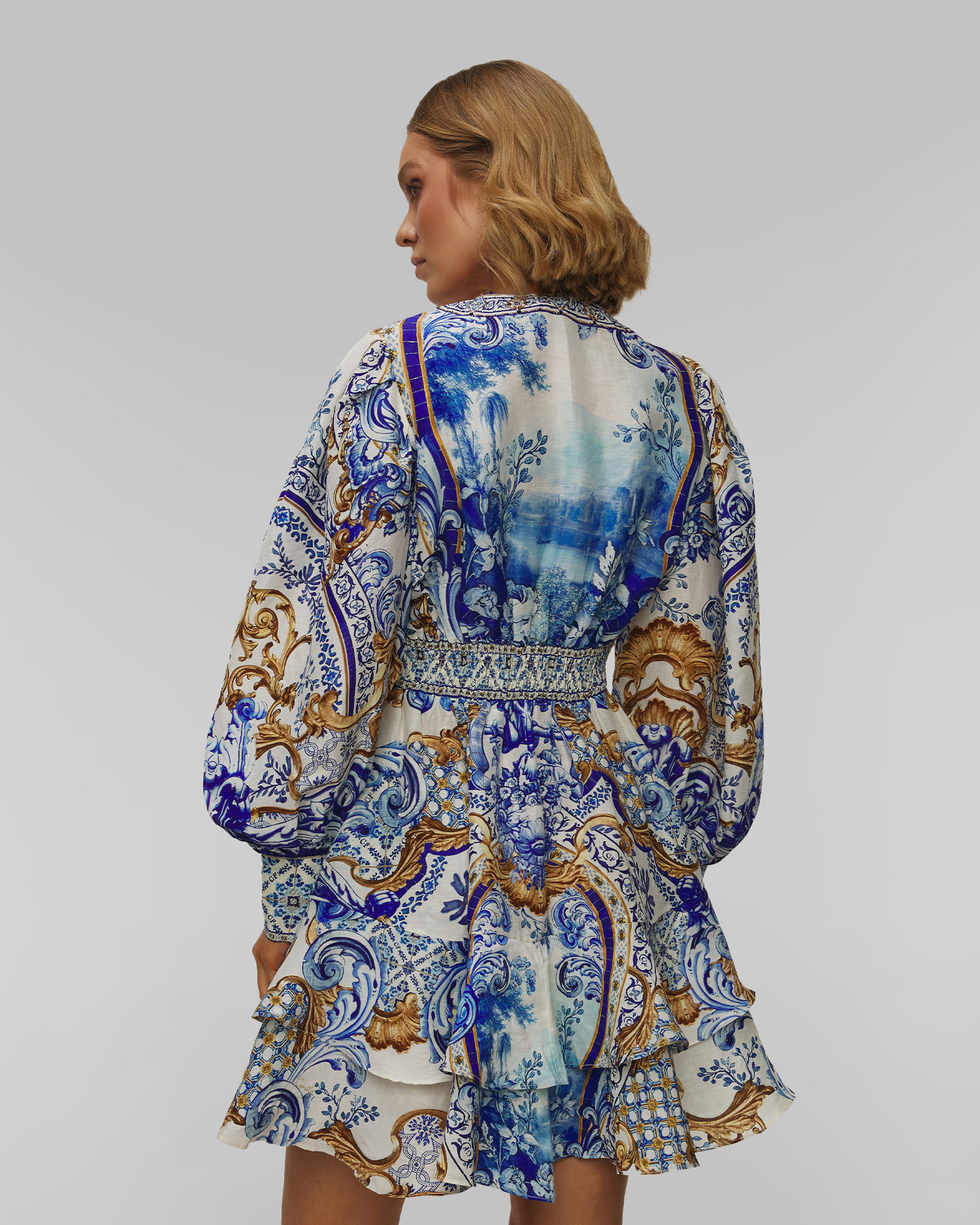 Robe en lin pour femmes Camilla Button Front Frill