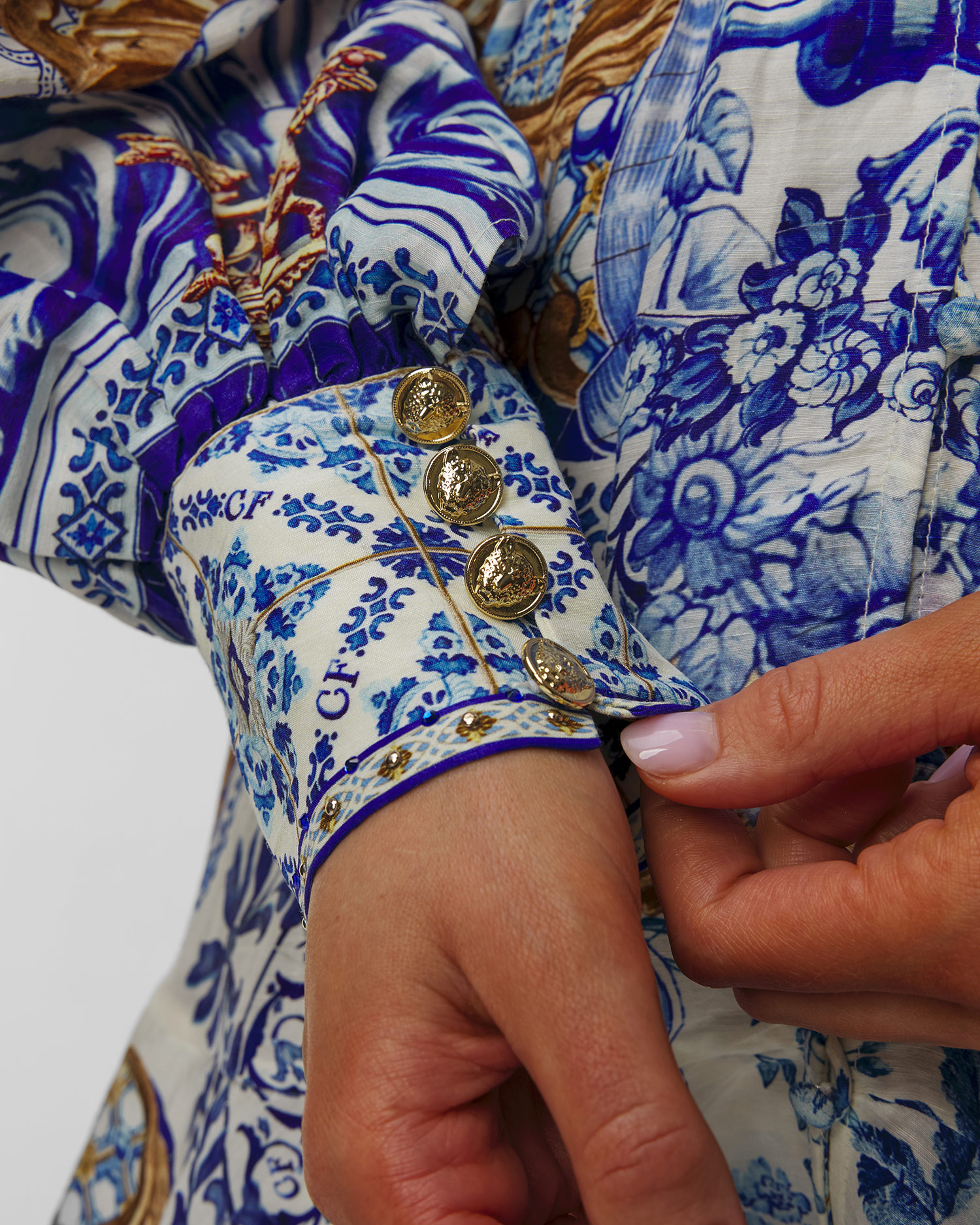 Robe en lin pour femmes Camilla Button Front Frill