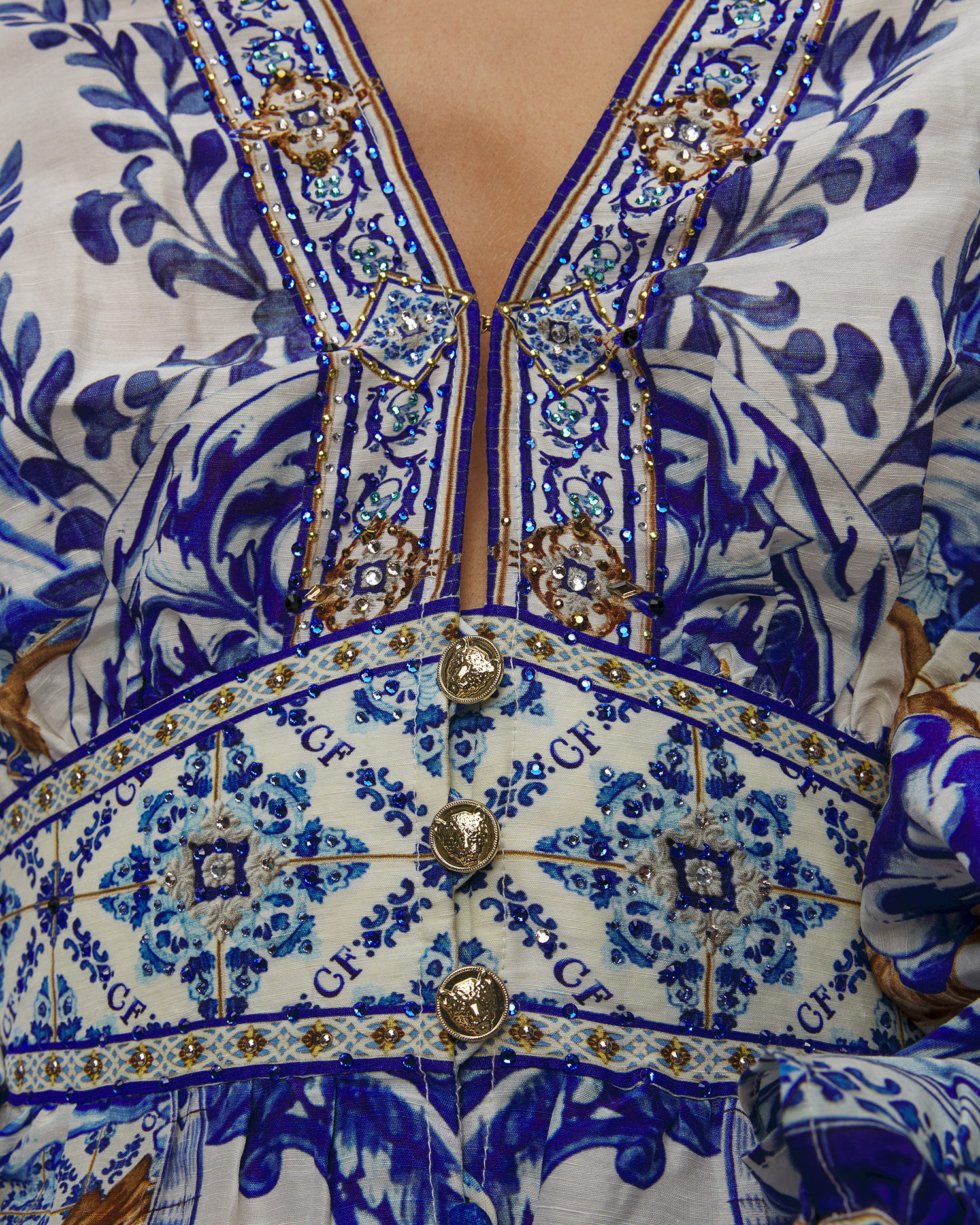 Robe en lin pour femmes Camilla Button Front Frill