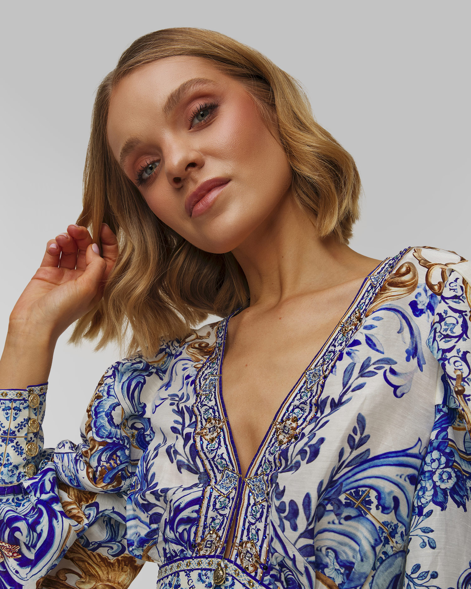 Robe en lin pour femmes Camilla Button Front Frill