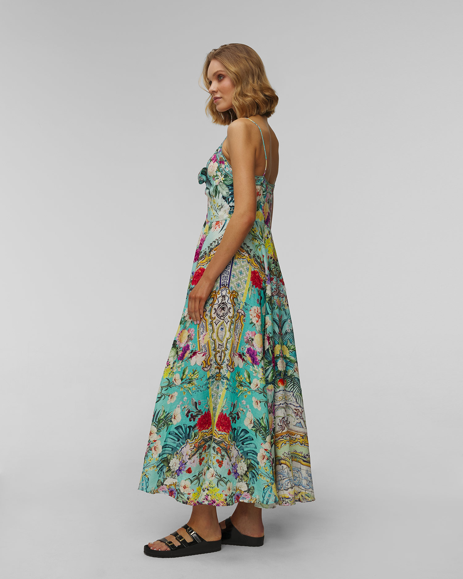 Robe en lin pour femmes Camilla Long Dress with Tie Tront