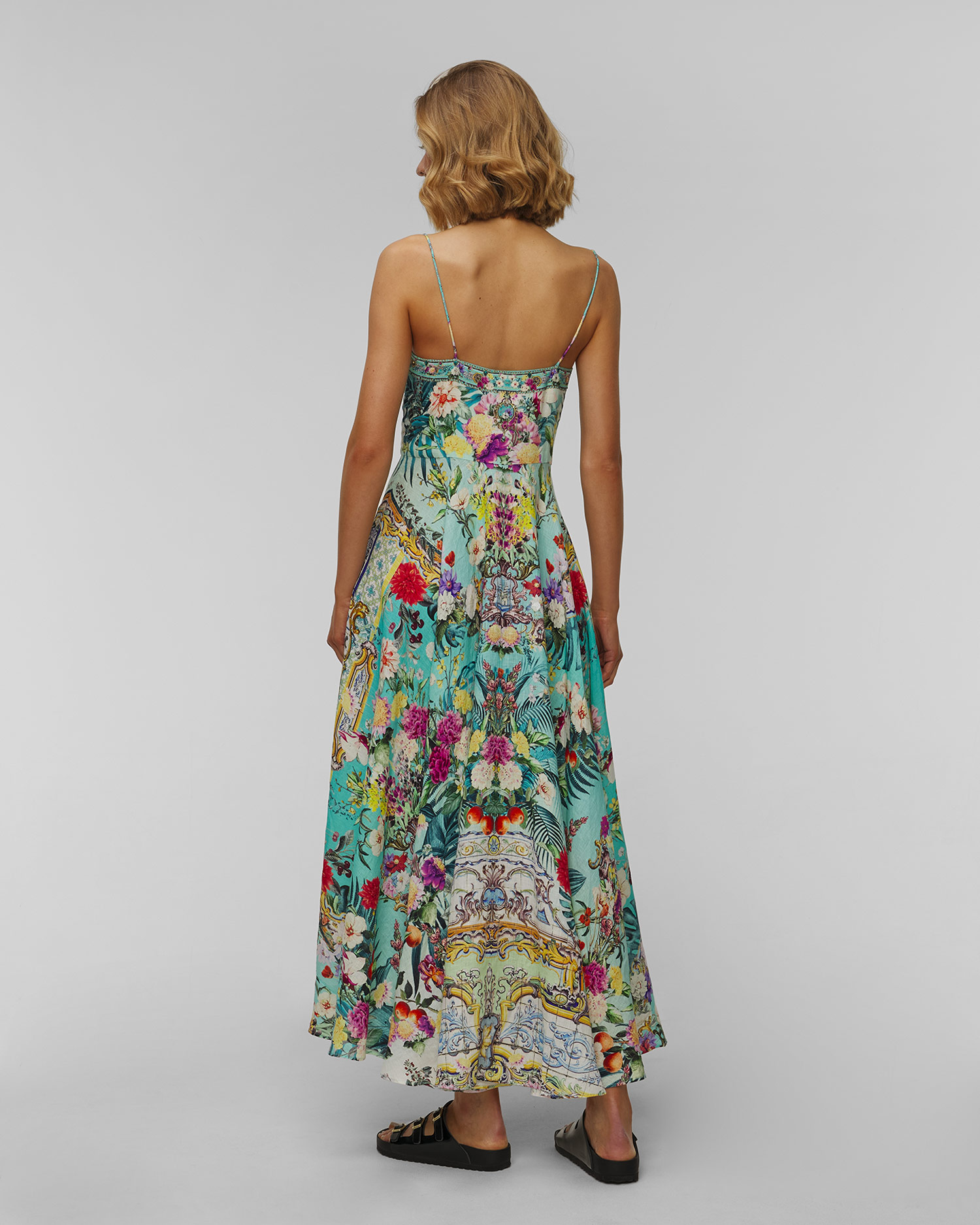 Robe en lin pour femmes Camilla Long Dress with Tie Tront