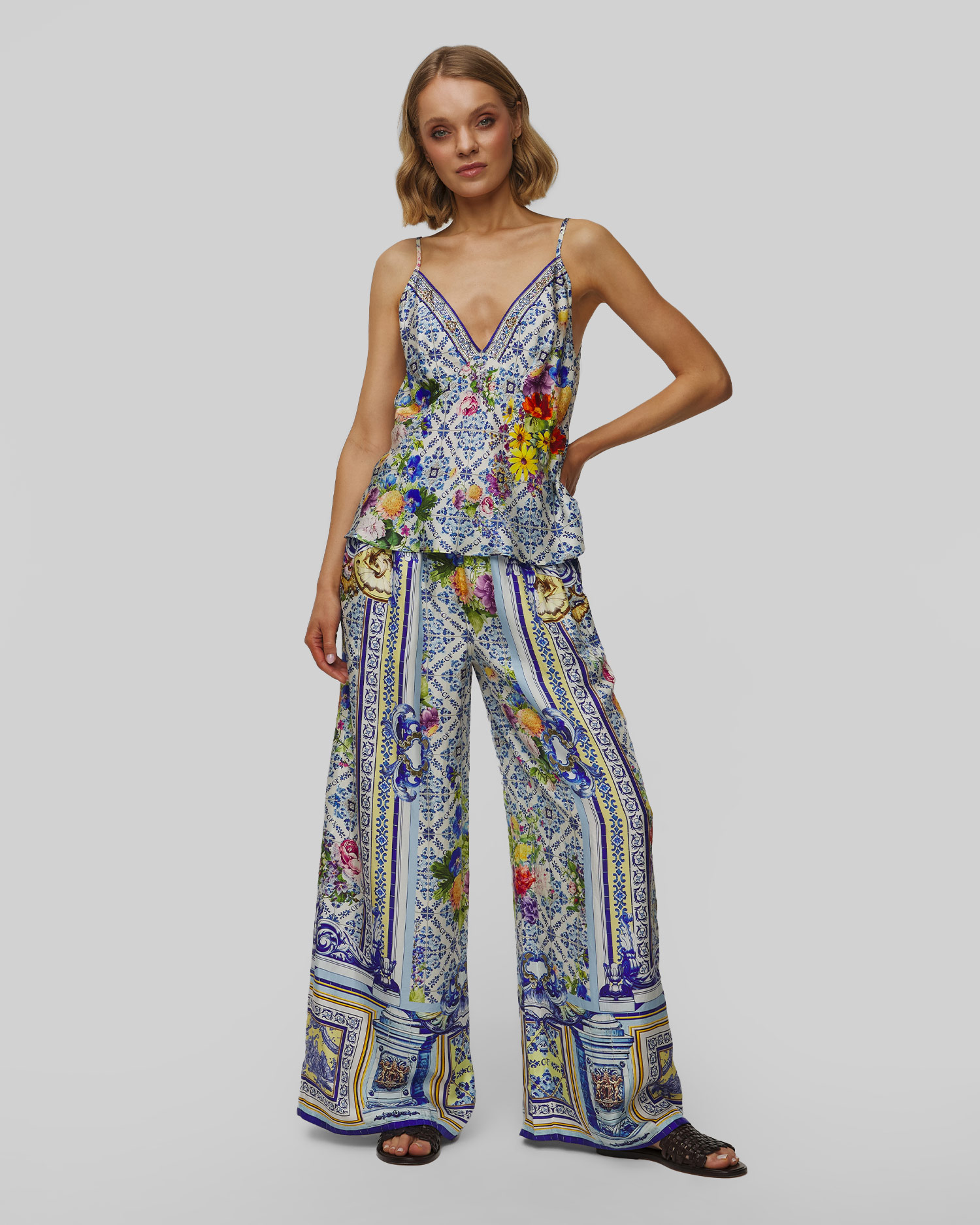 Dámske hodvábne nohavice Camilla Straight Leg Pant