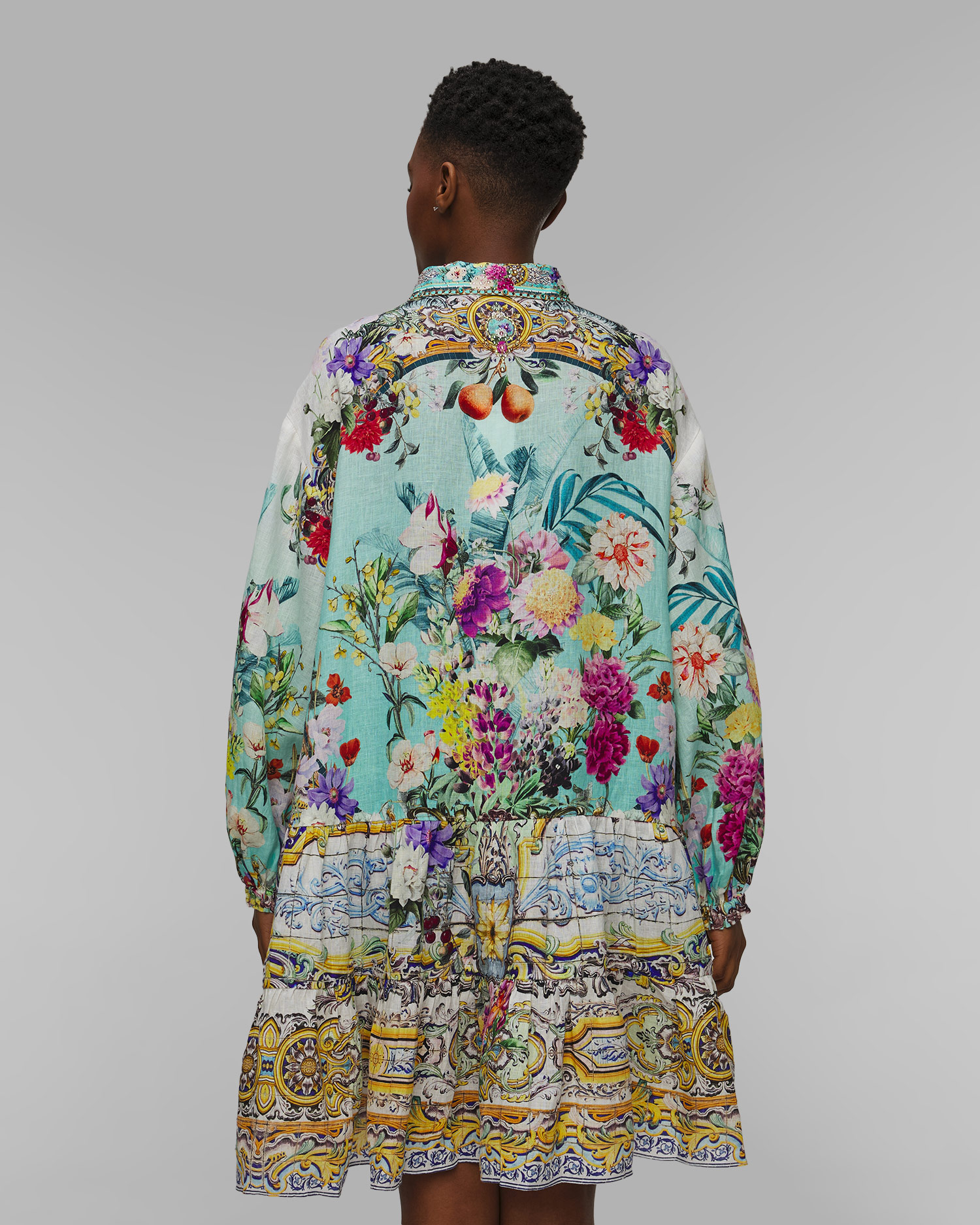 Rochie din in cu motive florale pentru femei Camilla Gardens of Queluz