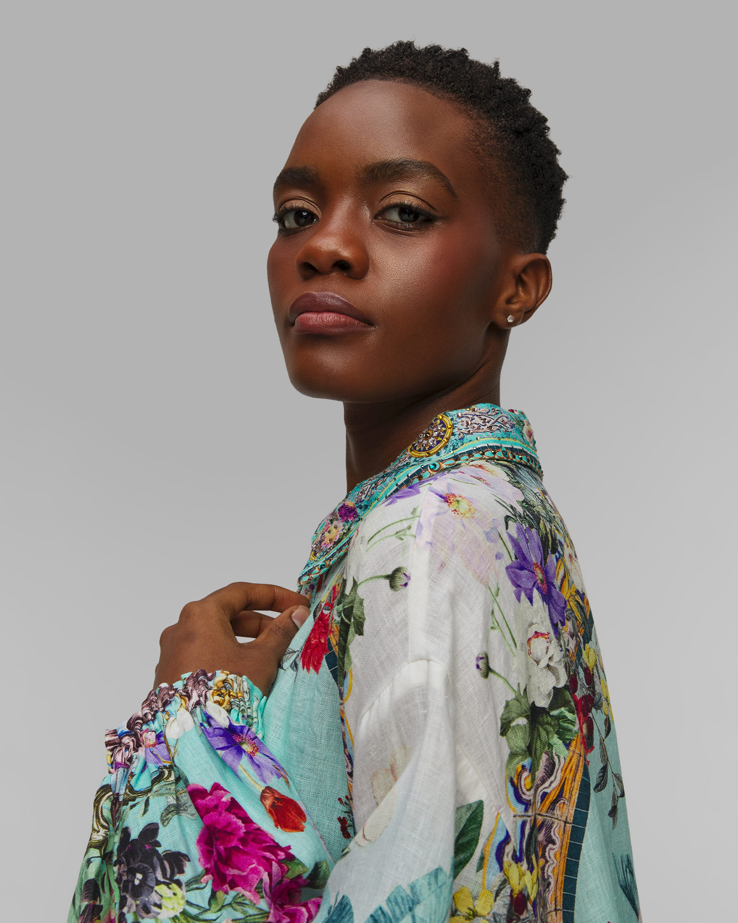 Rochie din in cu motive florale pentru femei Camilla Gardens of Queluz