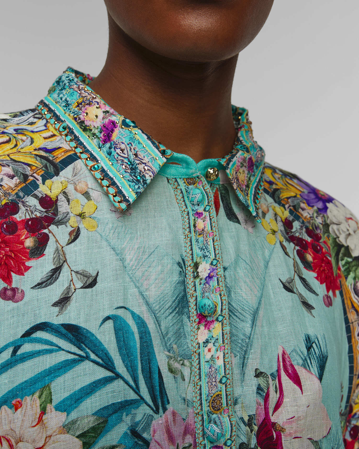 Rochie din in cu motive florale pentru femei Camilla Gardens of Queluz