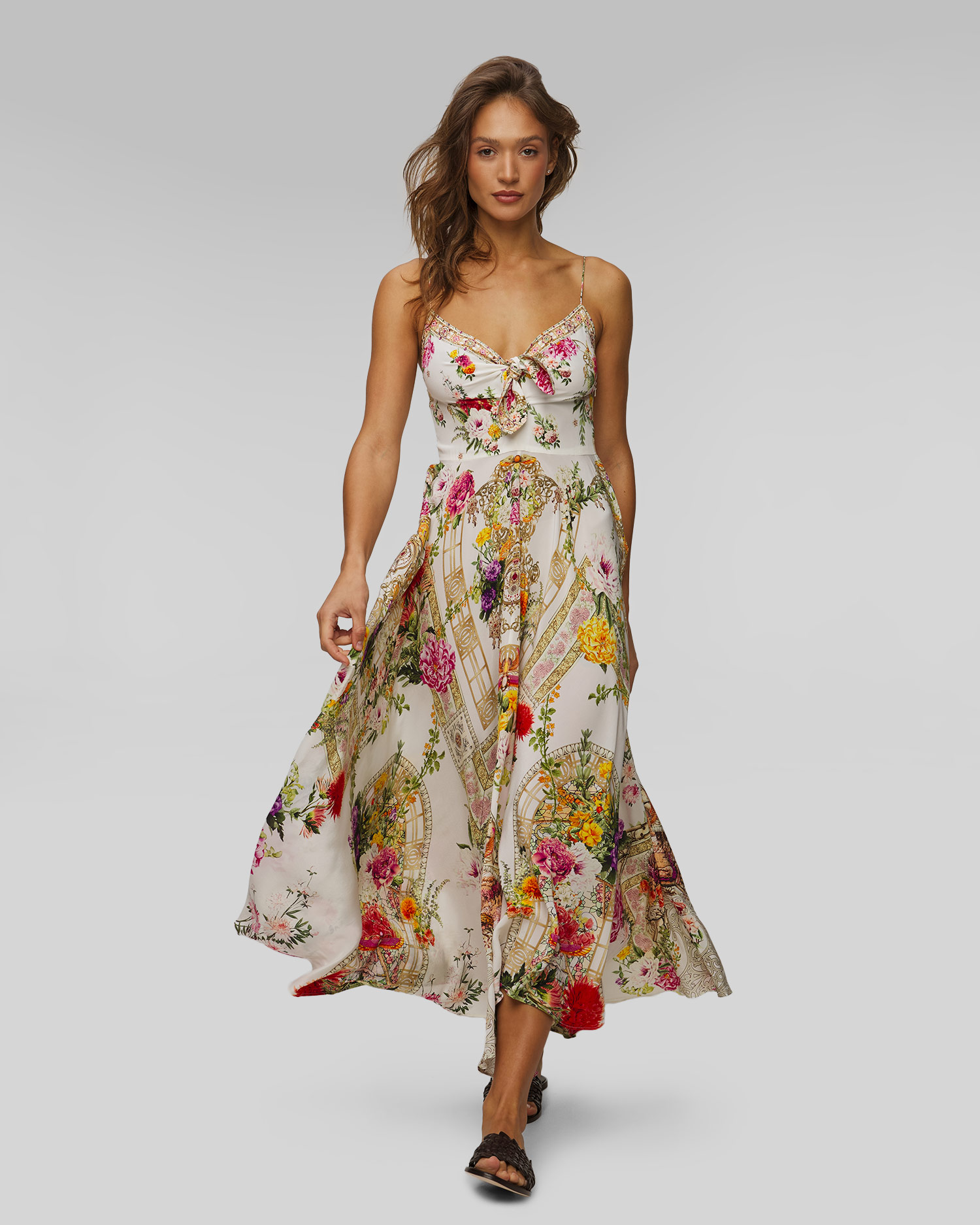 Silk long dress Camilla Egyptian Rose