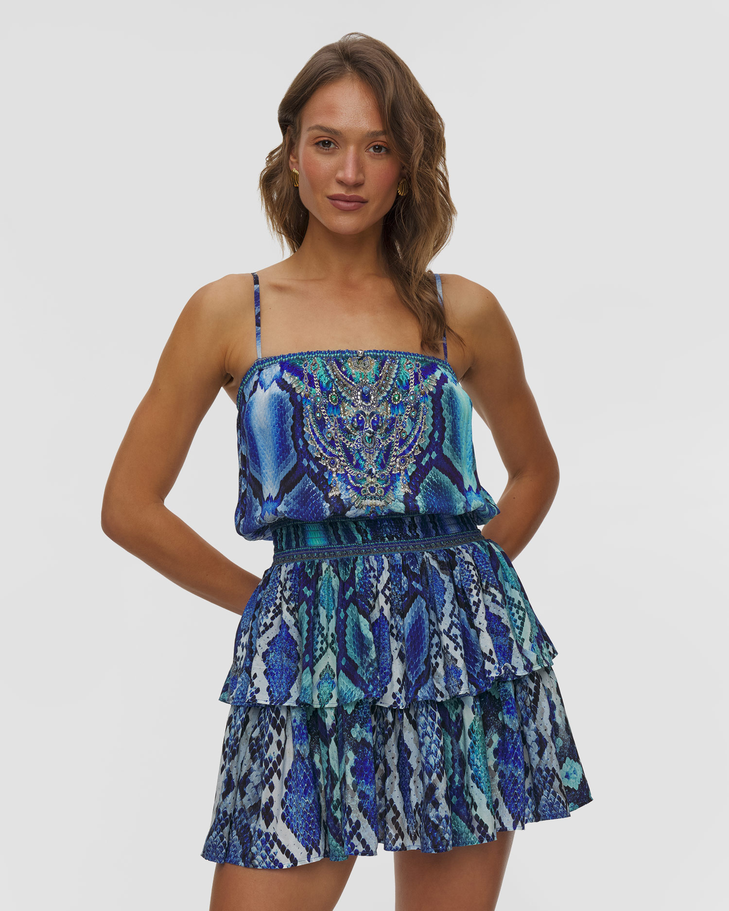 Abito di seta Camilla Sapphire Serpent