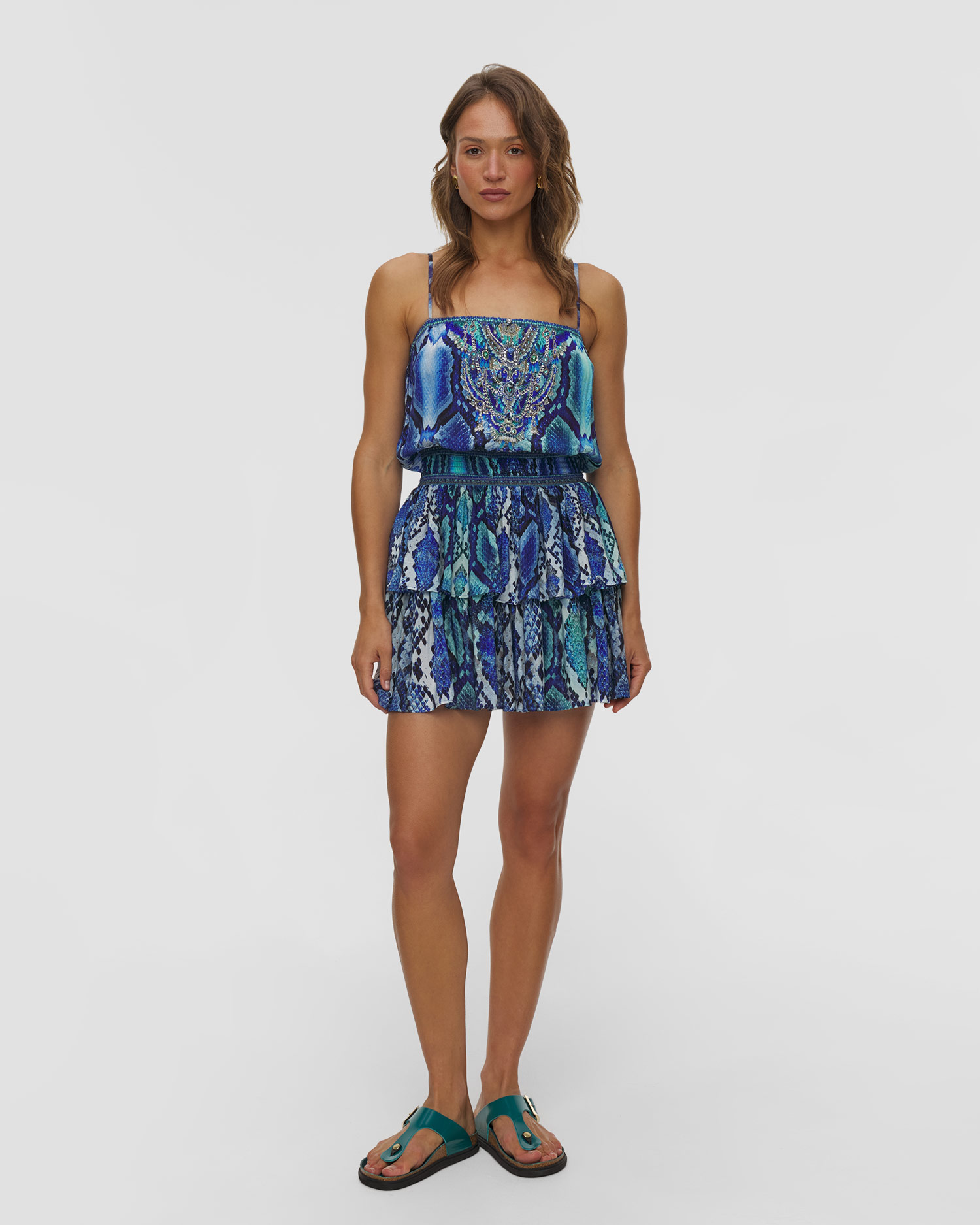 Abito di seta Camilla Sapphire Serpent