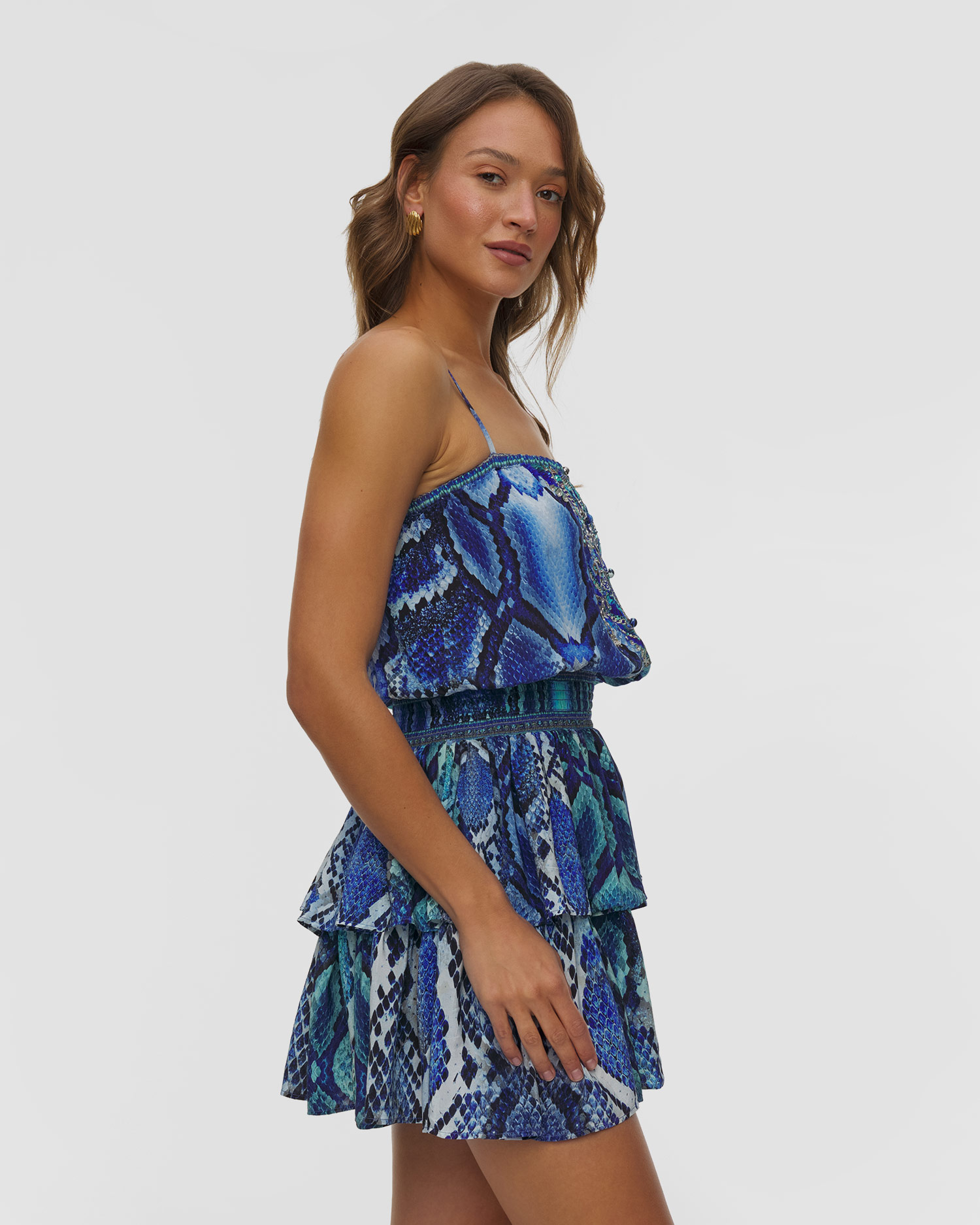 Abito di seta Camilla Sapphire Serpent