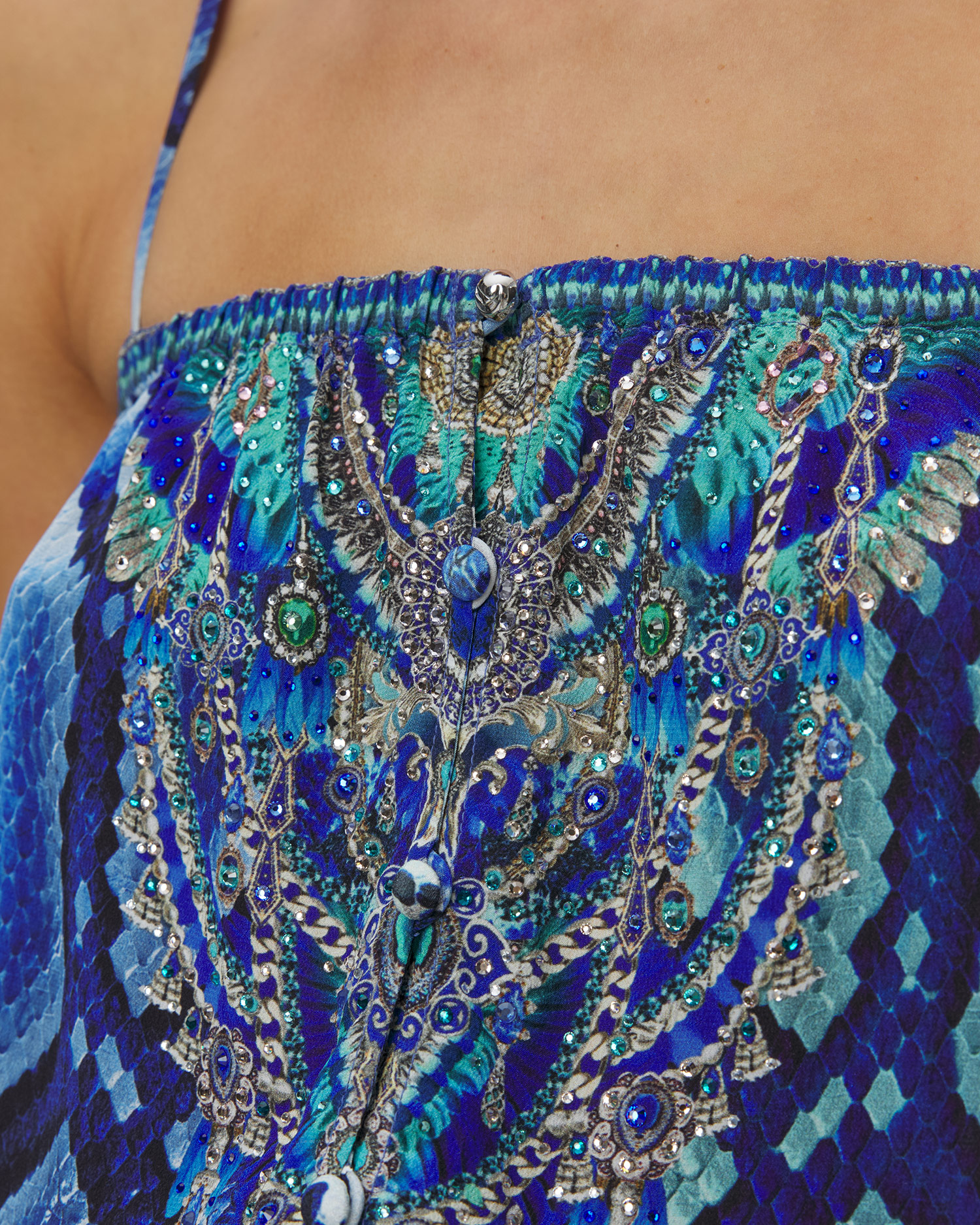 Abito di seta Camilla Sapphire Serpent