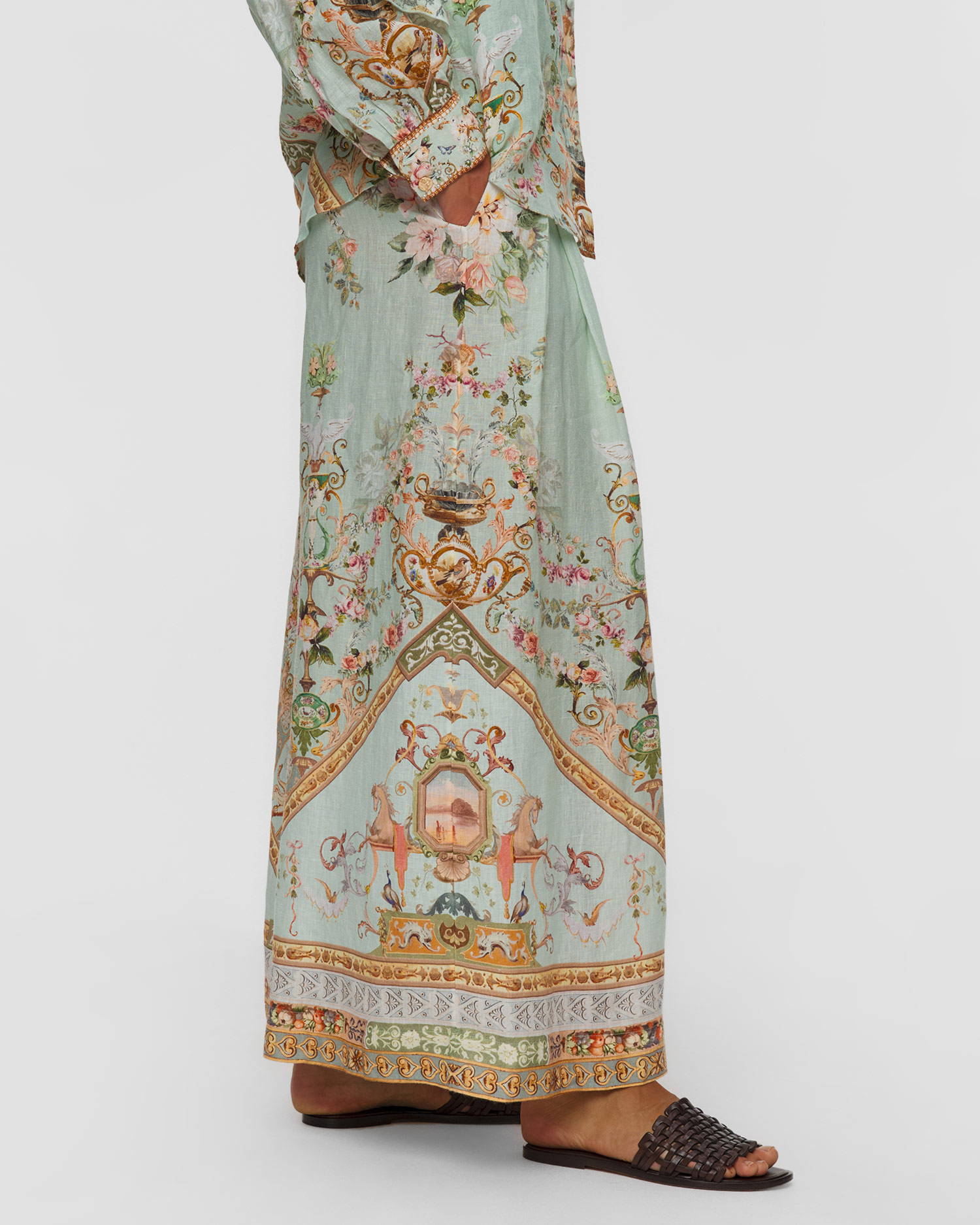 Dámske ľanové nohavice Camilla Wildflower Wunderland