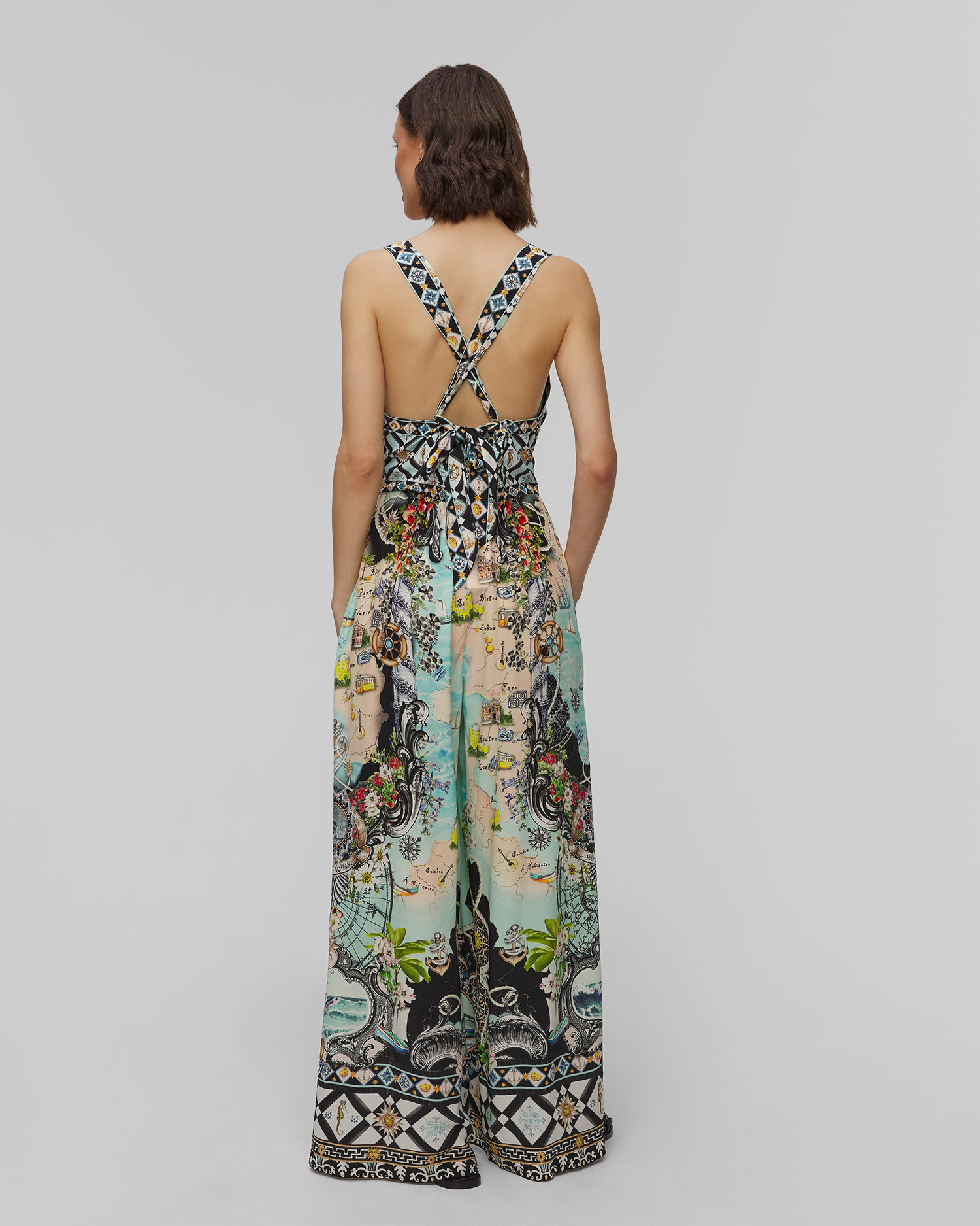 Salopetă din mătase pentru femei Camilla Halterneck Folk Afloat