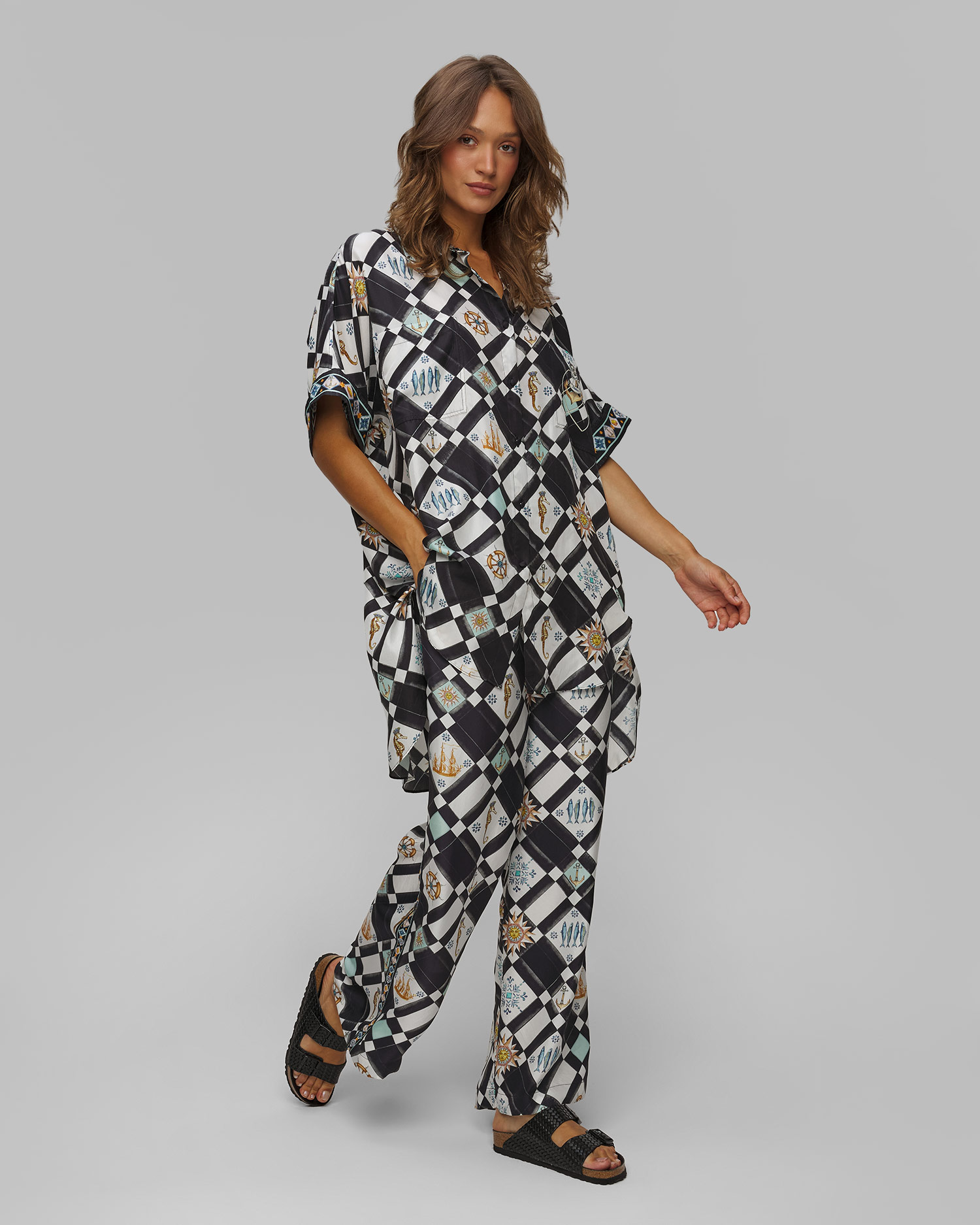 Pantalon en soie pour femmes Camilla Folk Afloat