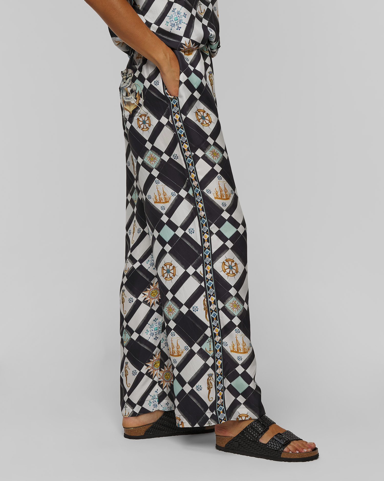 Pantaloni din mătase pentru femei Camilla Folk Afloat