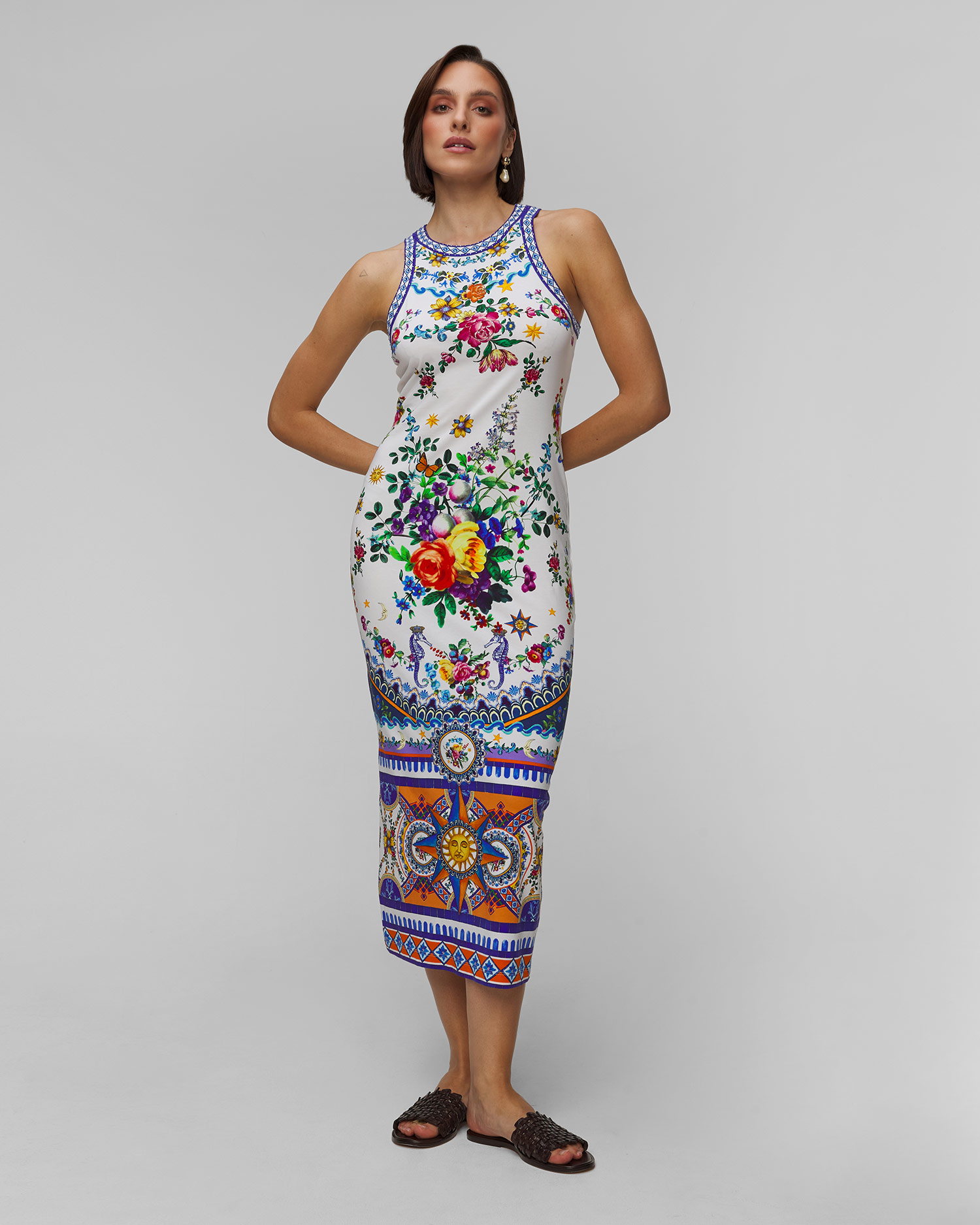 Dlouhé květované šaty Camilla bodycon Tiles Darls