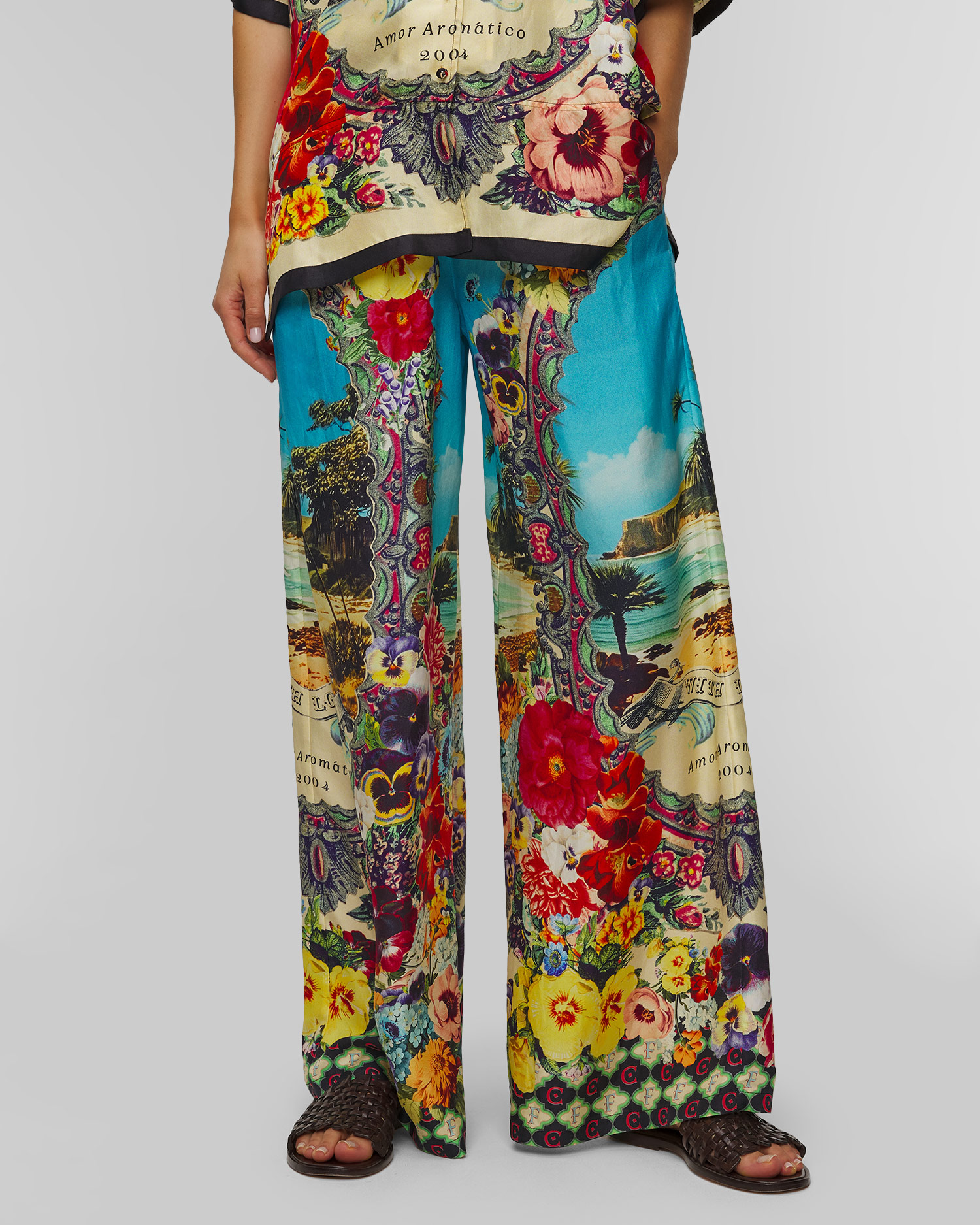 Pantaloni largi din mătase pentru femei Camilla Bathing Bombshell