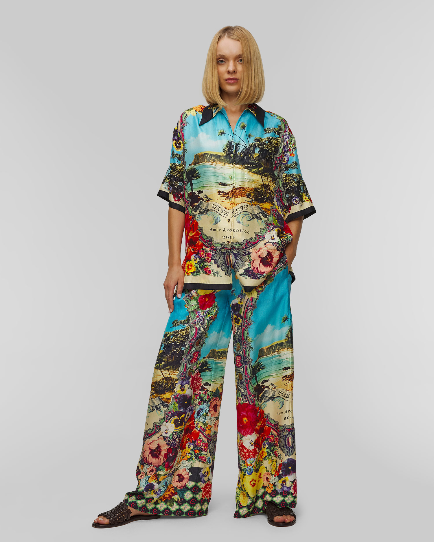 Pantaloni largi din mătase pentru femei Camilla Bathing Bombshell