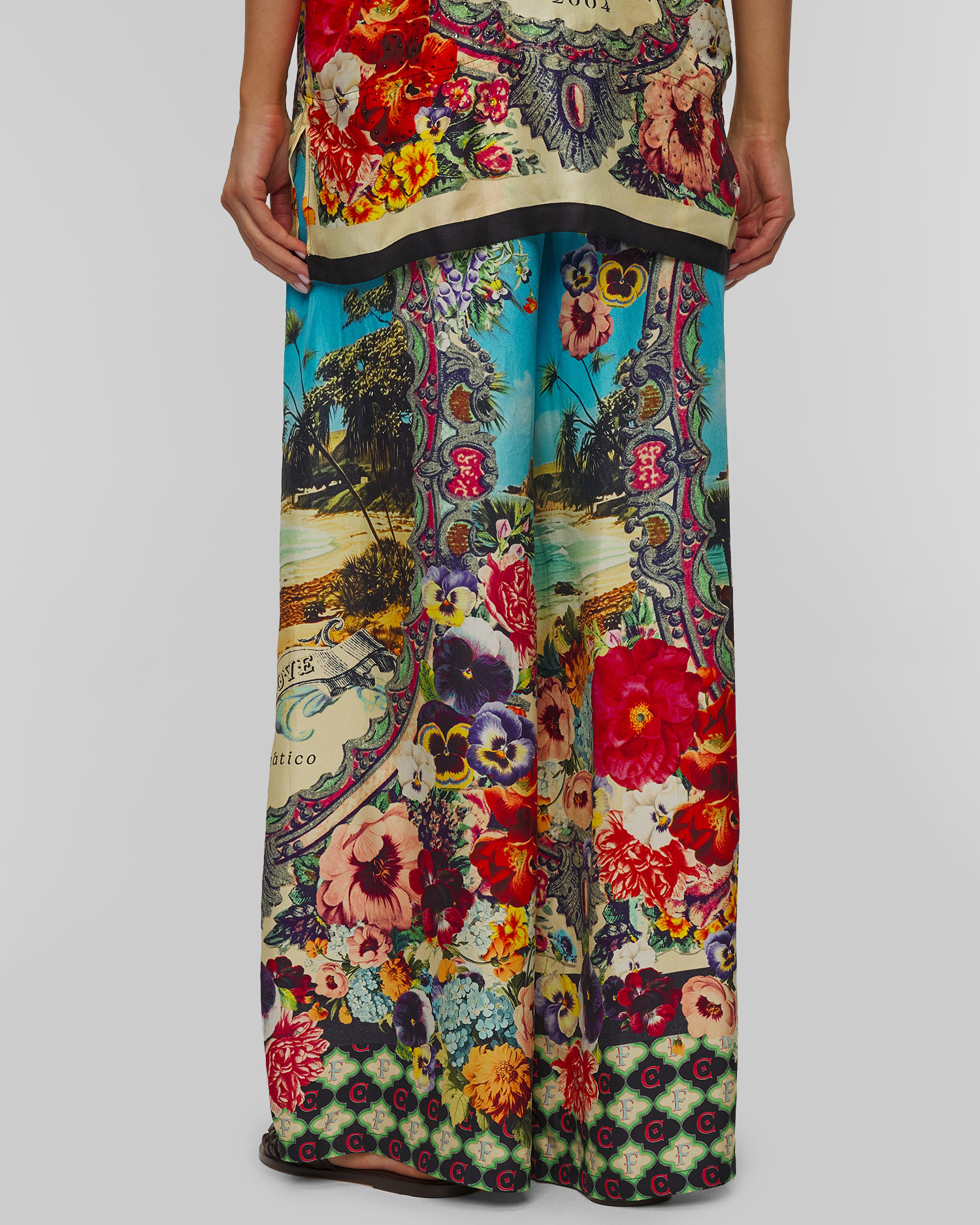 Pantaloni largi din mătase pentru femei Camilla Bathing Bombshell