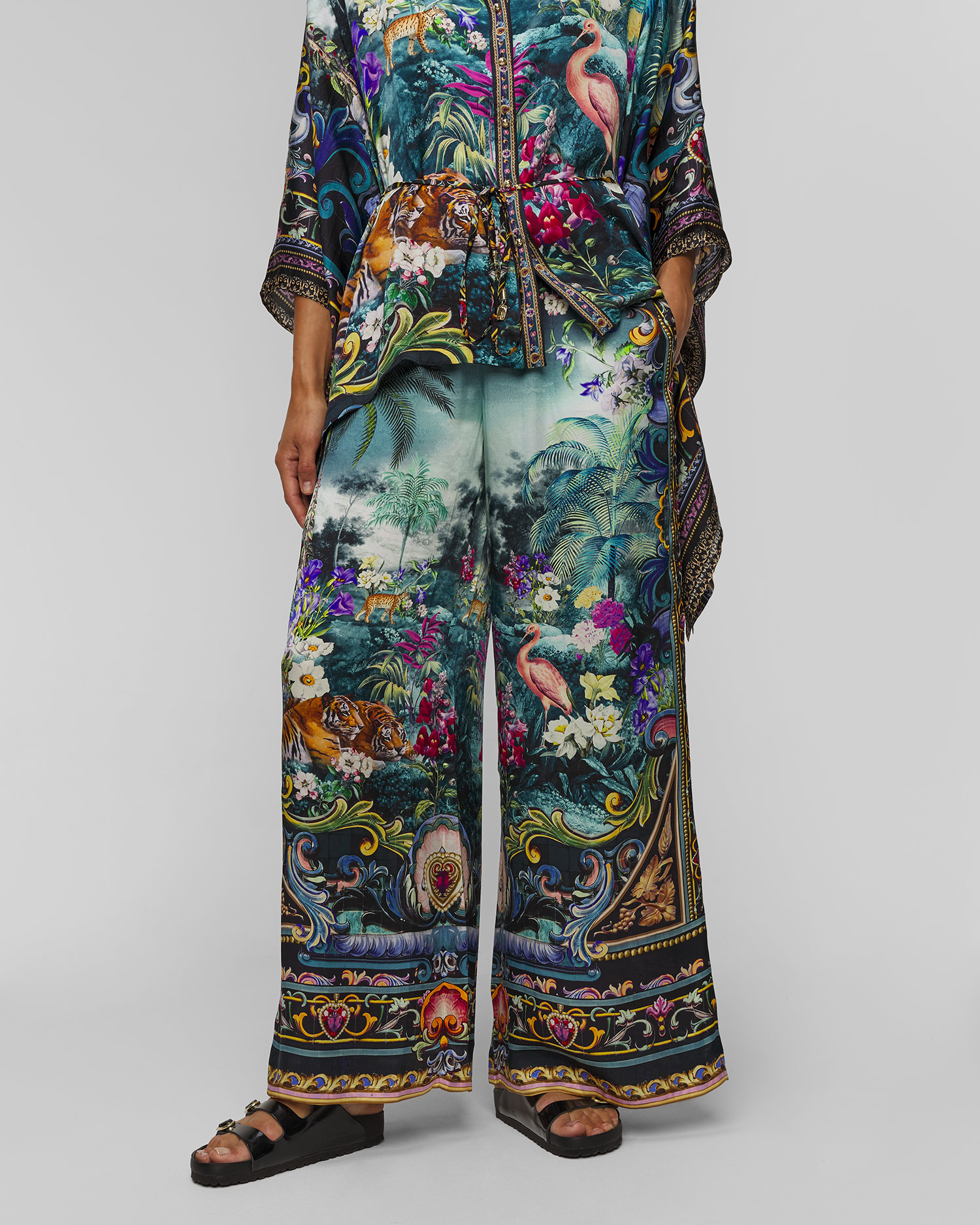 Pantaloni din mătase pentru femei Camilla Basked in Baroque