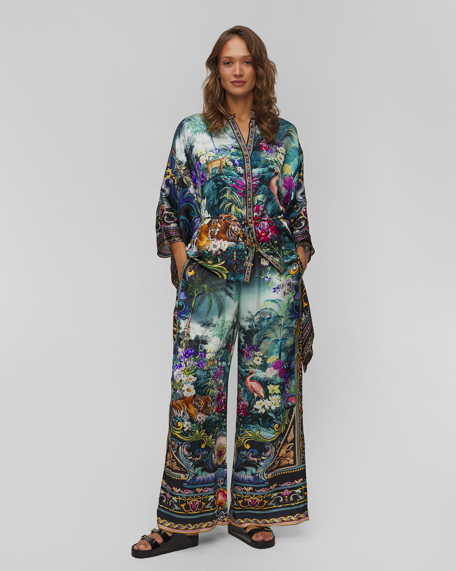 Pantaloni din mătase pentru femei Camilla Basked in Baroque