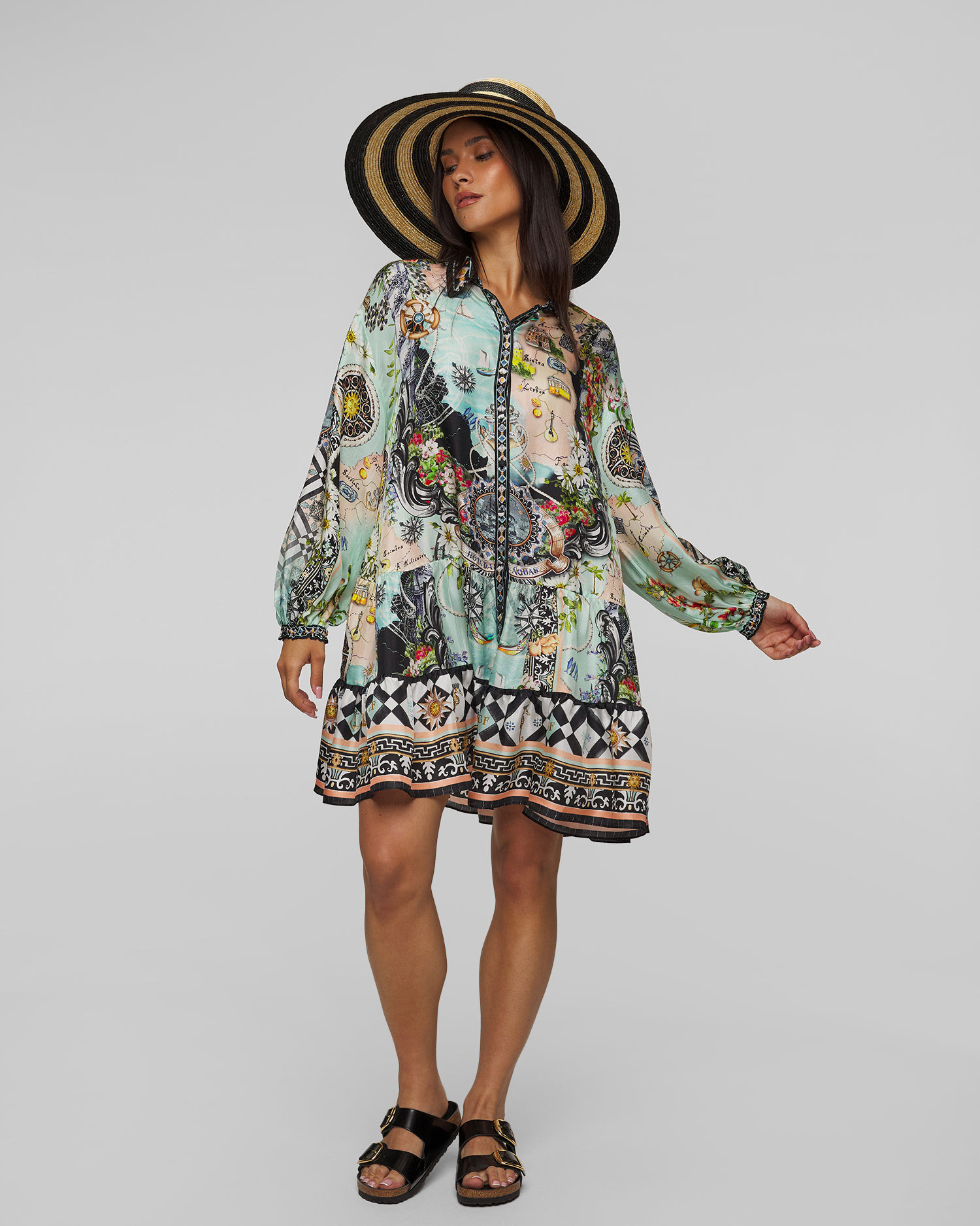 Rochie cămașă din mătase Camilla Folk Afloat