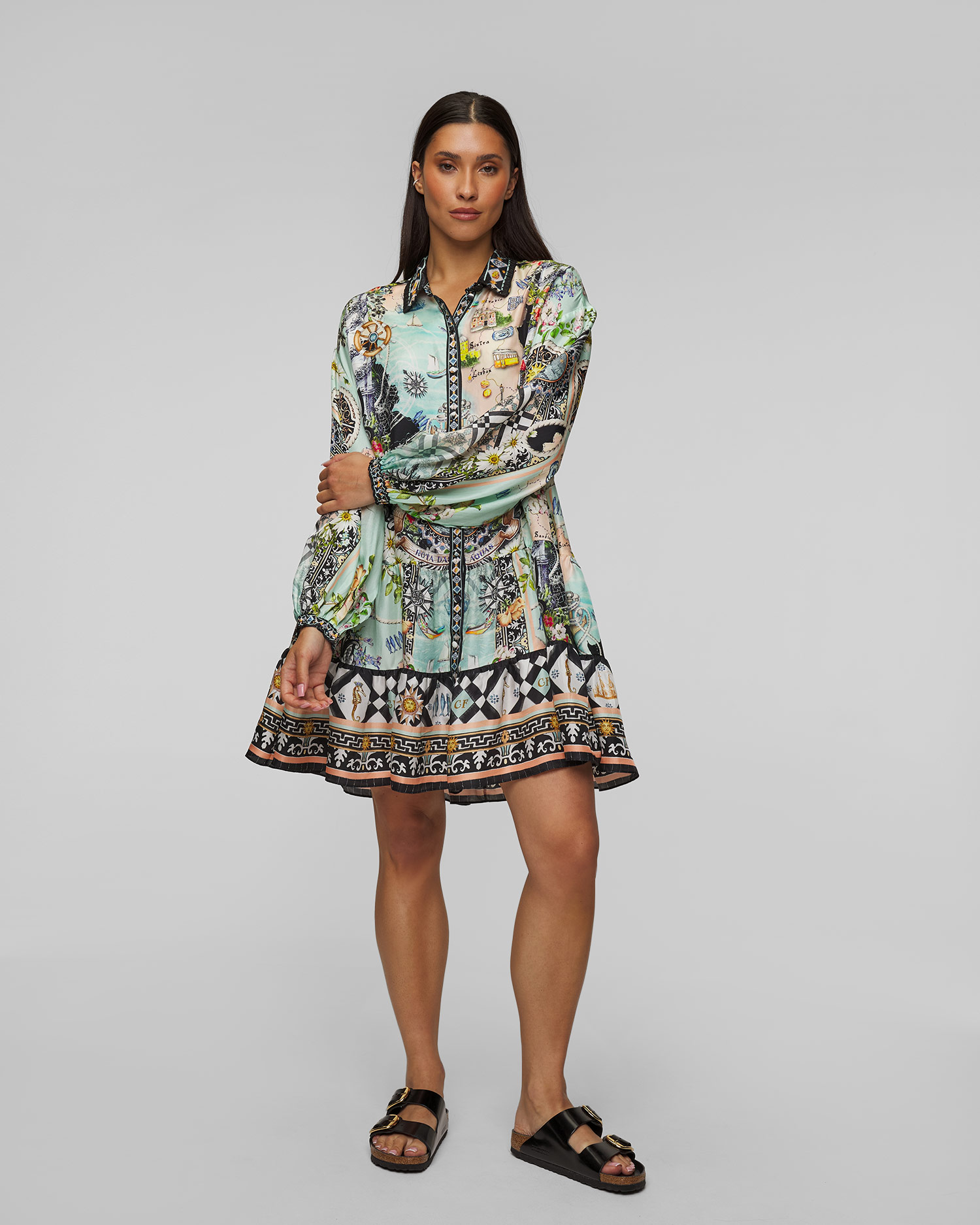 Rochie cămașă din mătase Camilla Folk Afloat