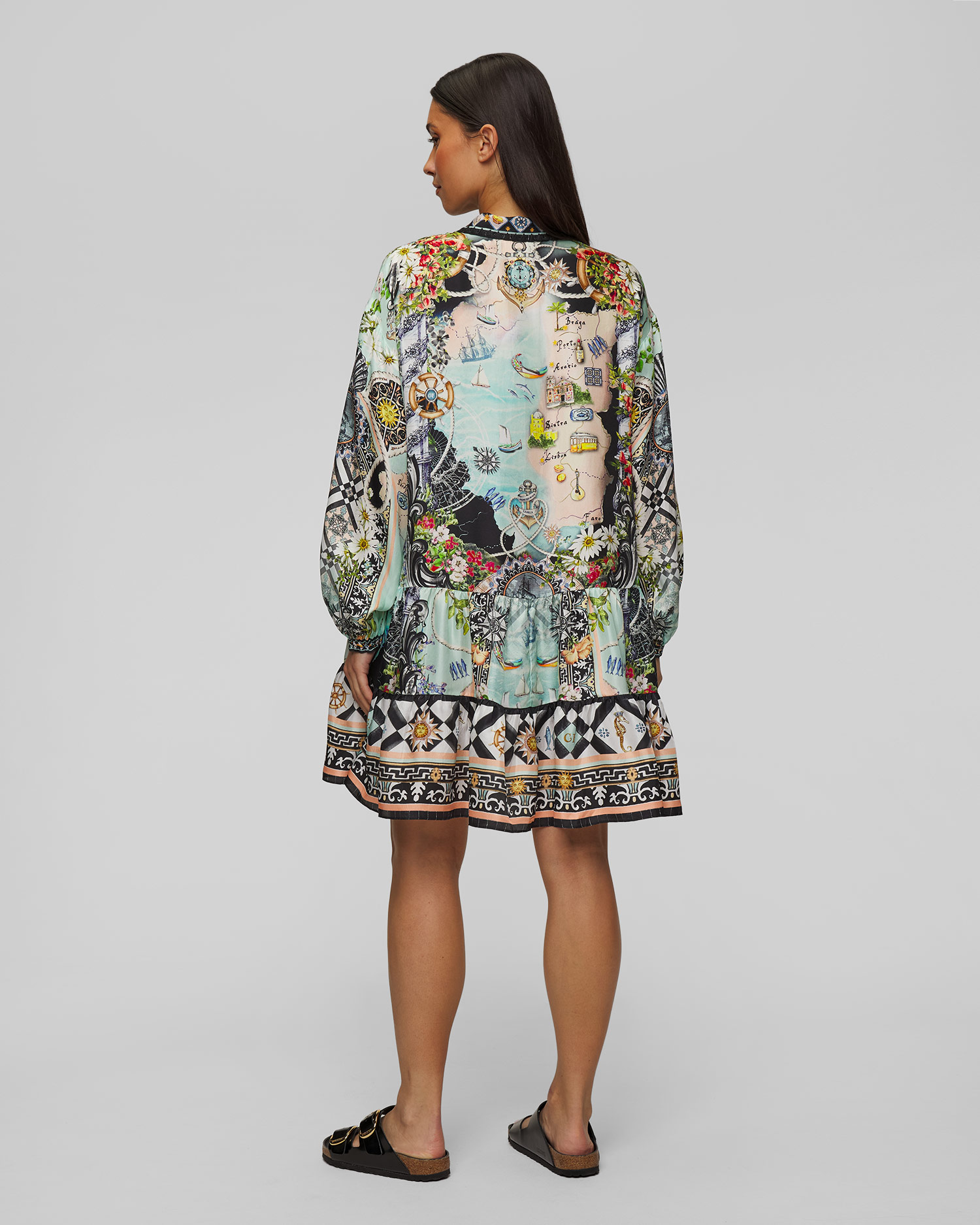 Rochie cămașă din mătase Camilla Folk Afloat