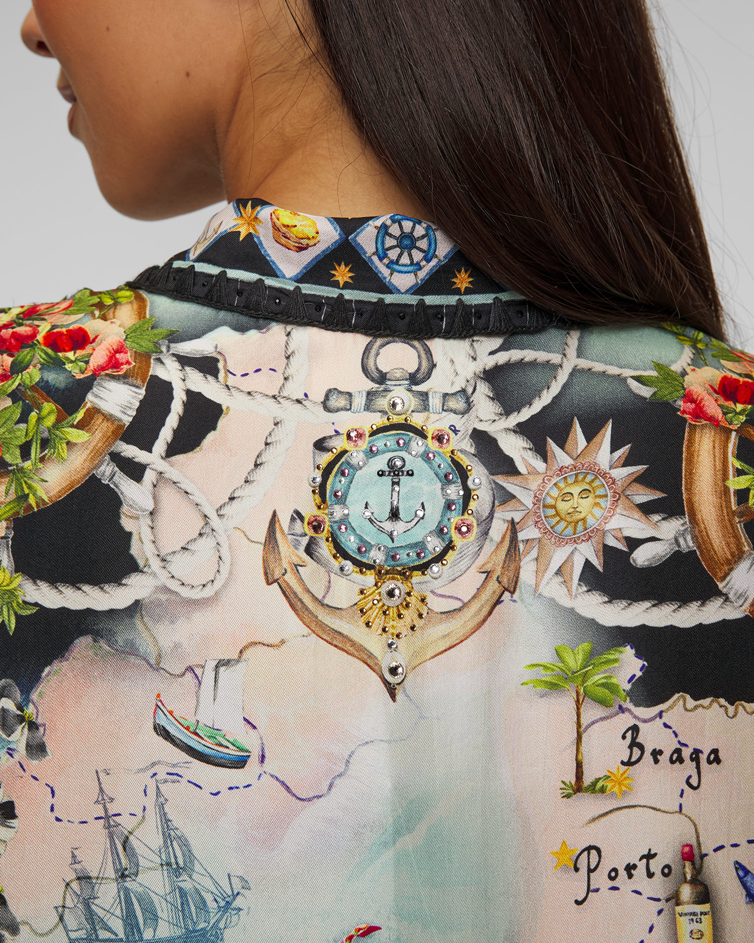 Rochie cămașă din mătase Camilla Folk Afloat